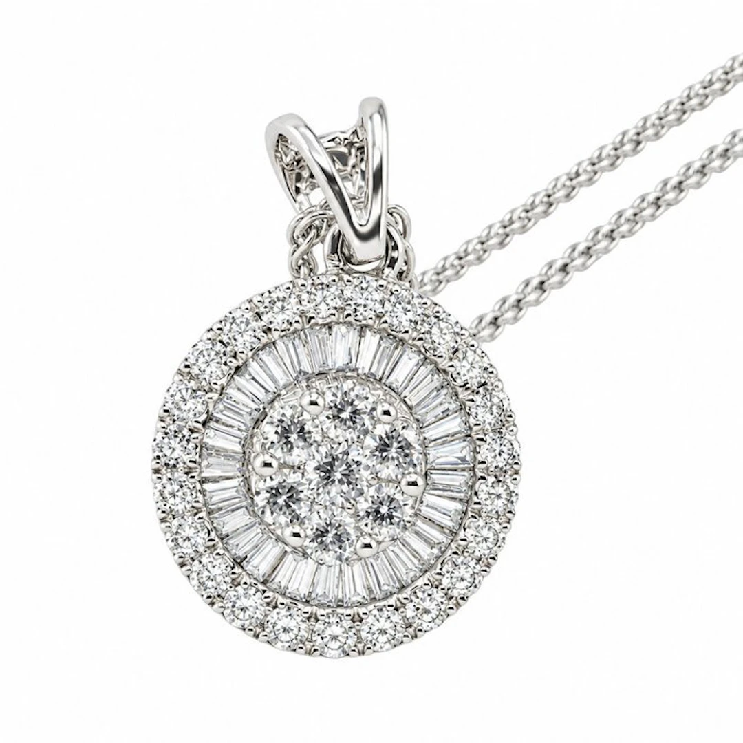 Pendant - 18 kt. White gold - 0.41ct. tw. Diamond (Natural) - Diamond