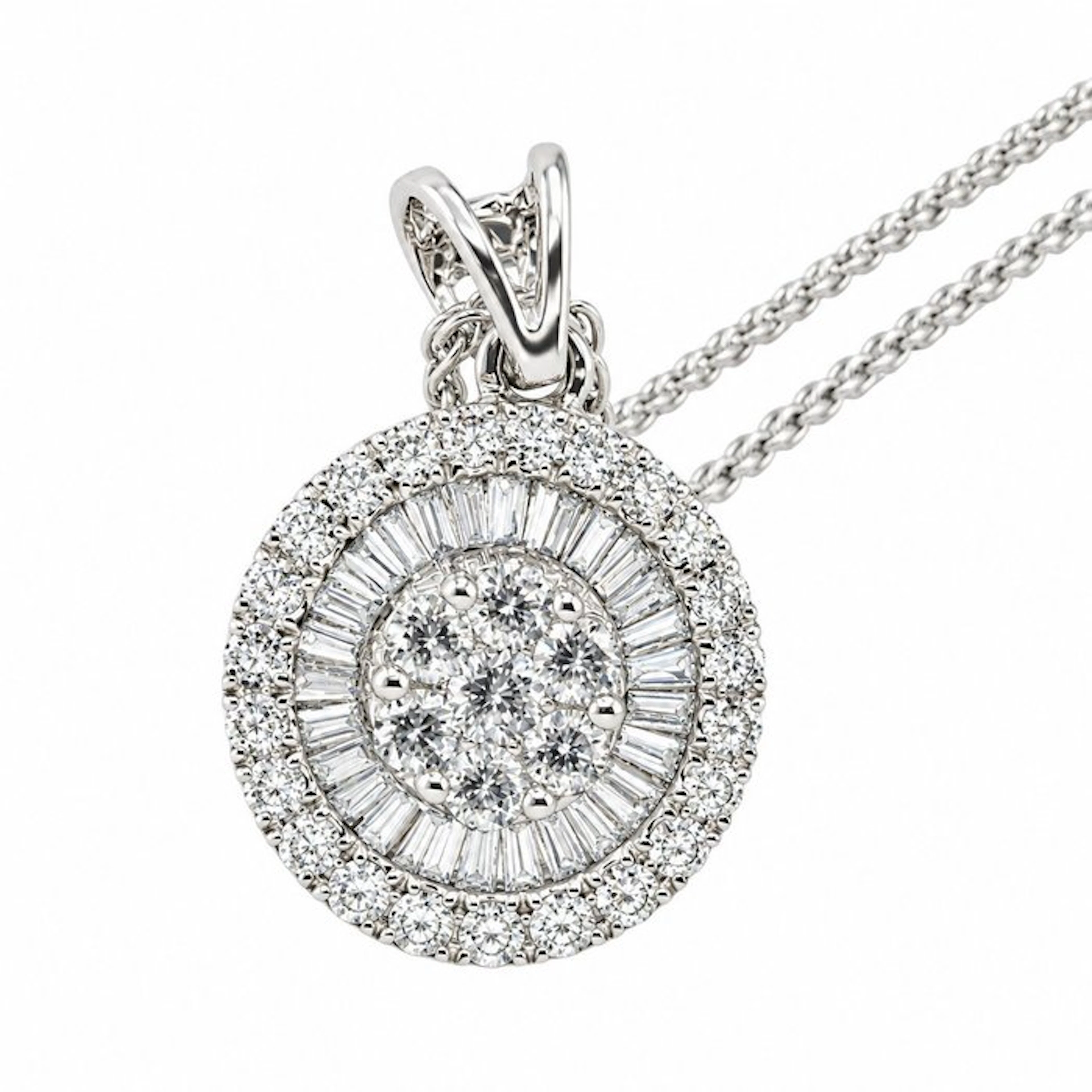 Pendant - 18 kt. White gold - 0.41ct. tw. Diamond (Natural) - Diamond