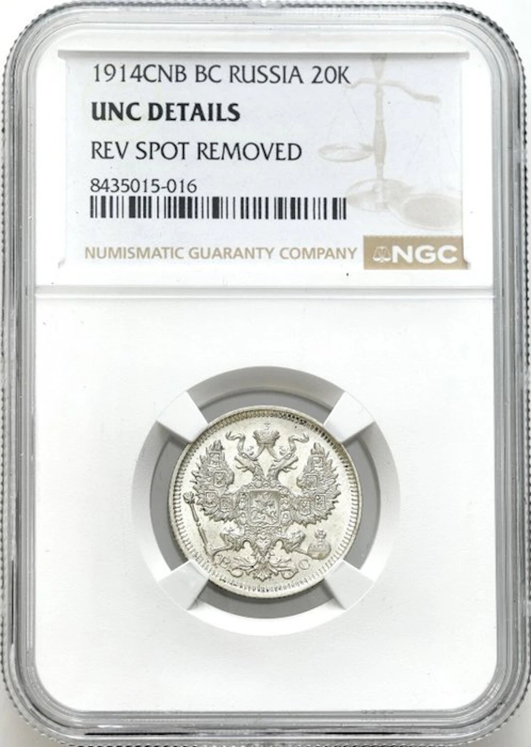 Russia. Nicolas II. 20 Kopeks 1914 - NGC UNC
