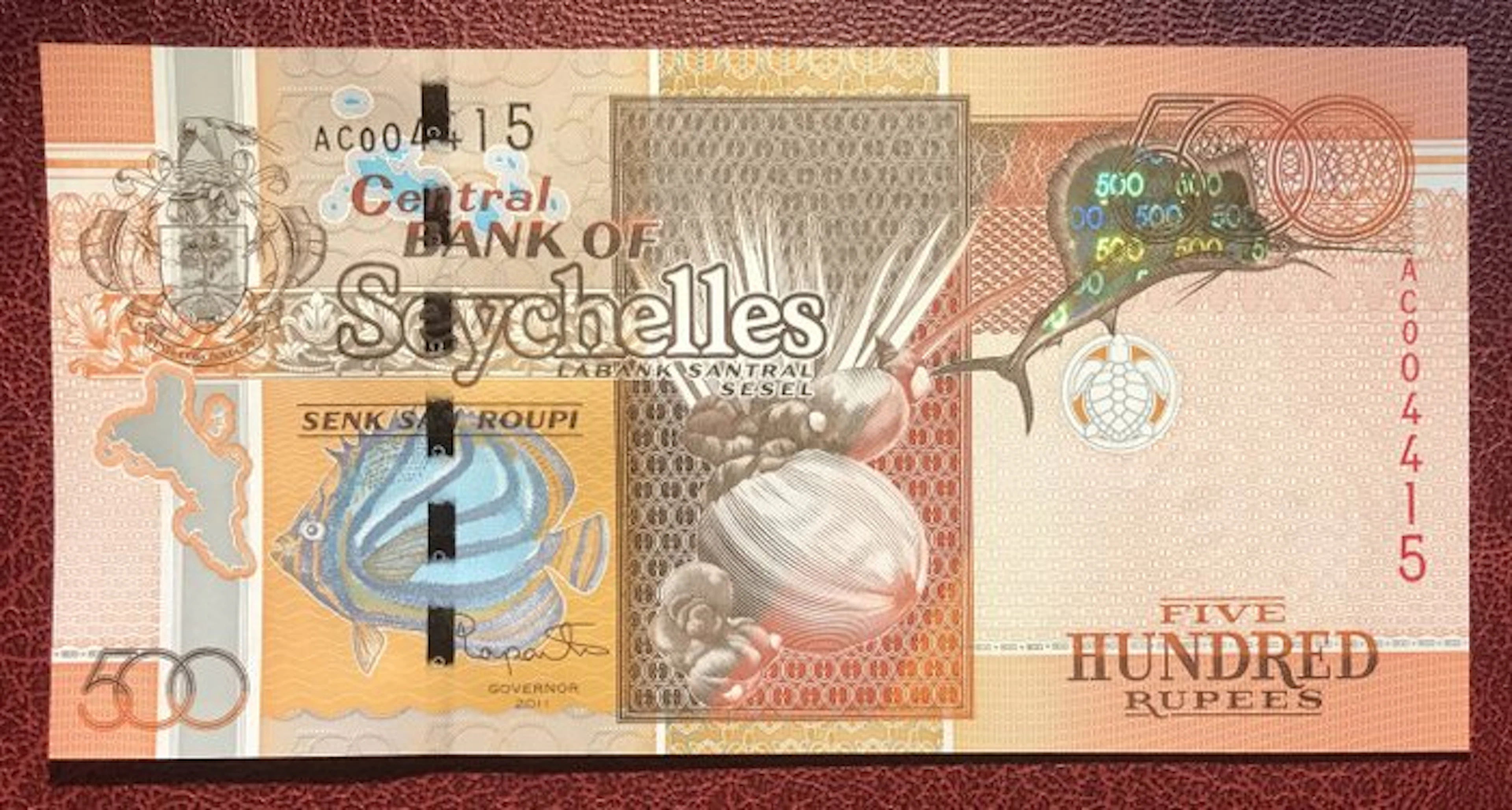 Seychelles. - 500 Rupees 2011 - Pick 45 (No reserve price)