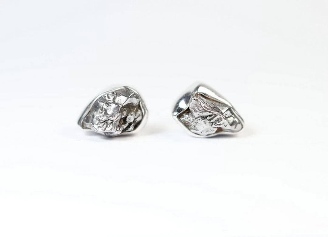 2 × stud earrings Meteorite Campo del Cielo / new 925