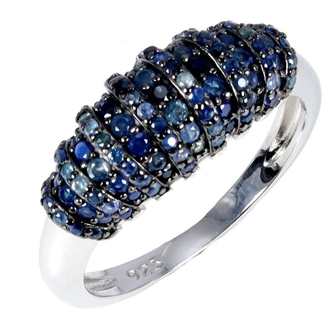 No reserve price - Ring 925 Silver, 14K White Gold plated - Sapphire