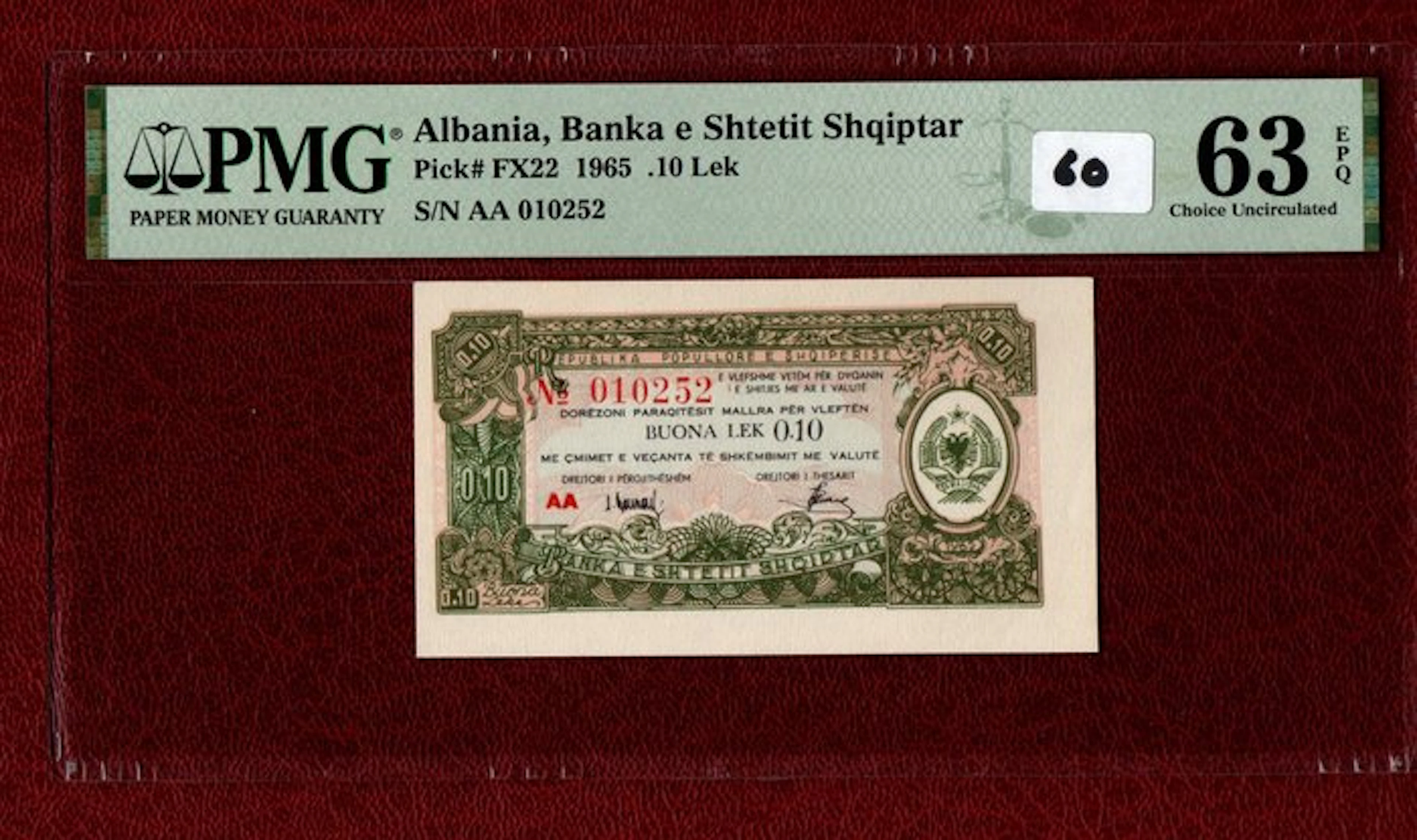 Albania. - 0,10 Lek 1965 - Pick FX22 (No reserve price)