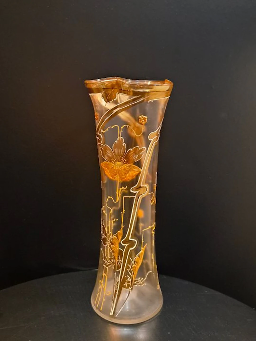 Vase - An Antique Art Nouveau Enameled and Gilded Glass...