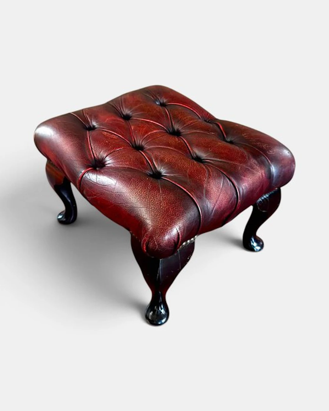 Footstool - Vachetta leather - Chesterfield in the 60s