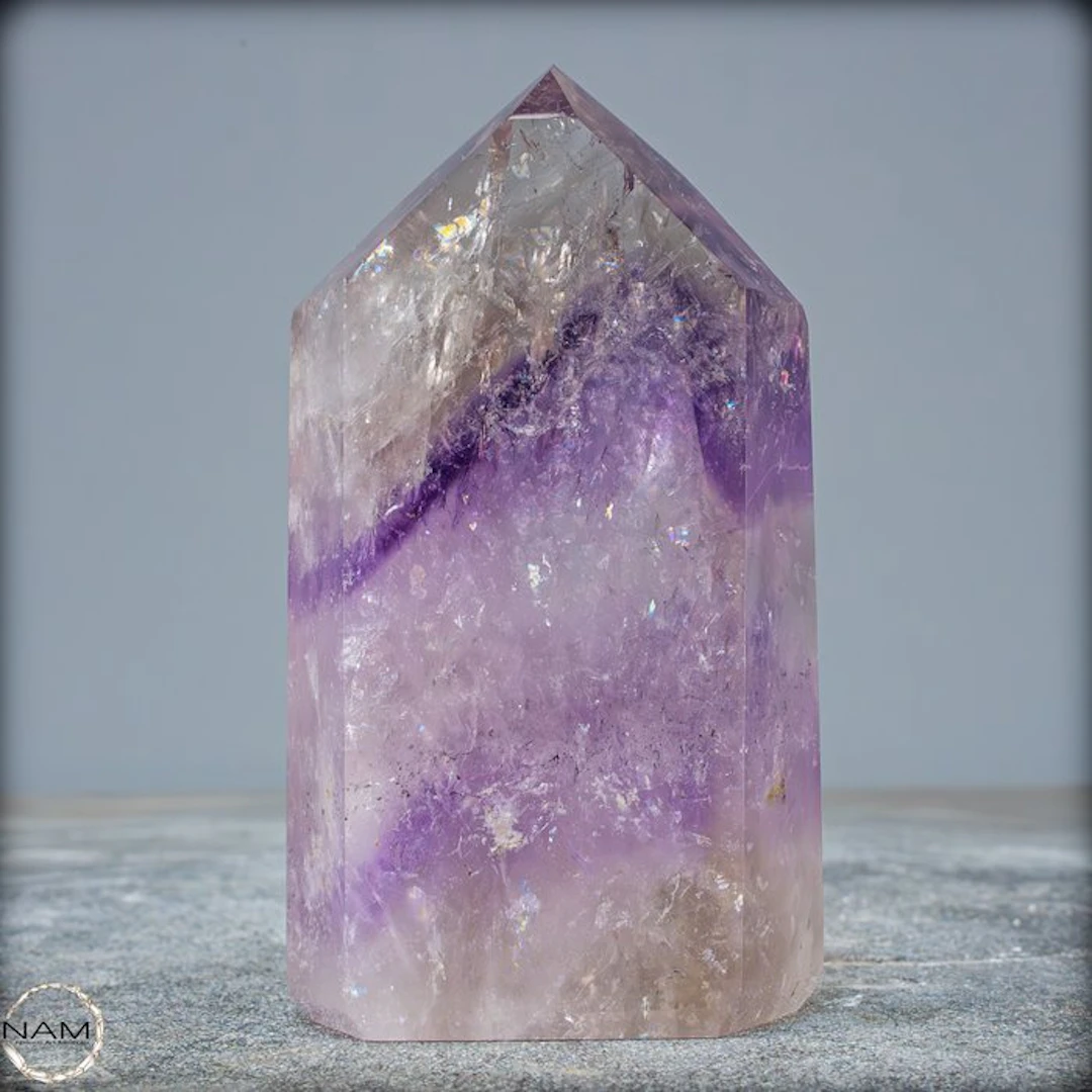 Natural First Quality Purple Phantom Amethyst Obelisk- 467.66 g