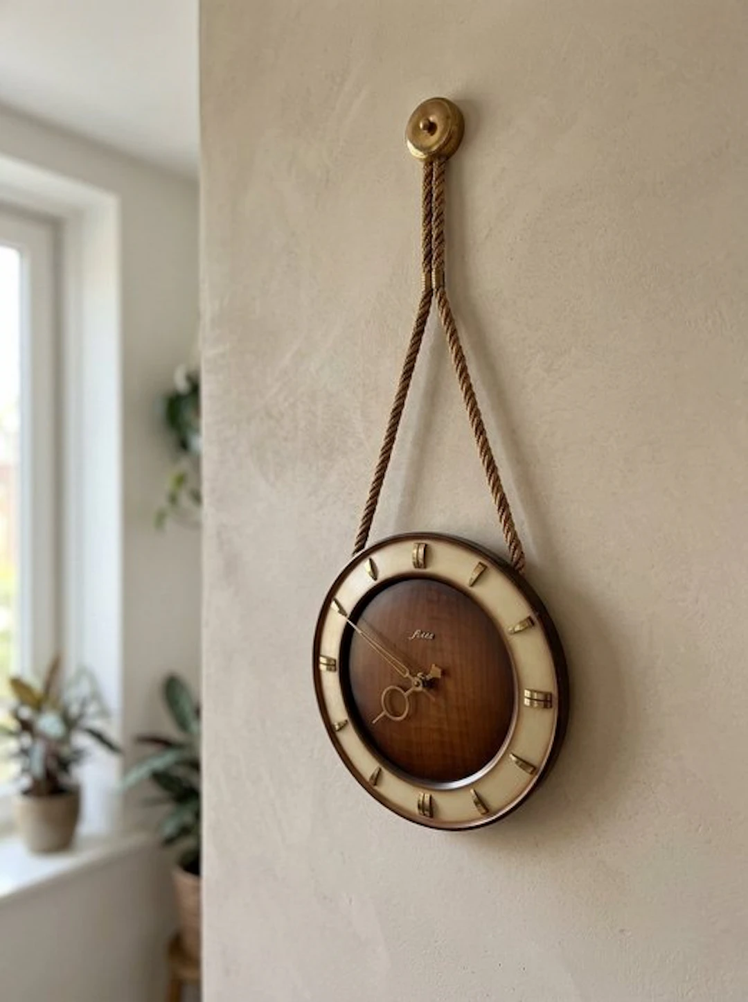 Wall clock - Jlaid - Mid-century modern Wood - 1950-1960...