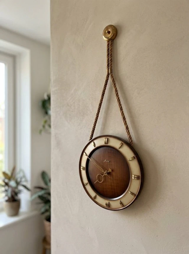 Wall clock - Jlaid - Mid-century modern Wood - 1950-1960...