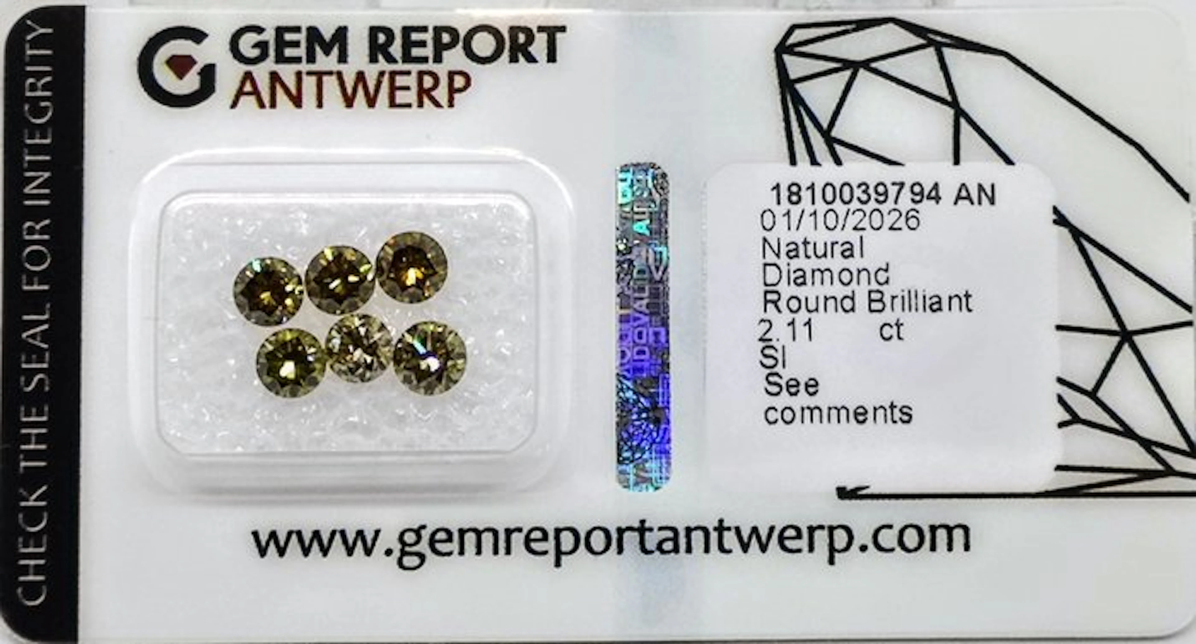 No reserve price - 6 pcs Diamond (Natural coloured)...