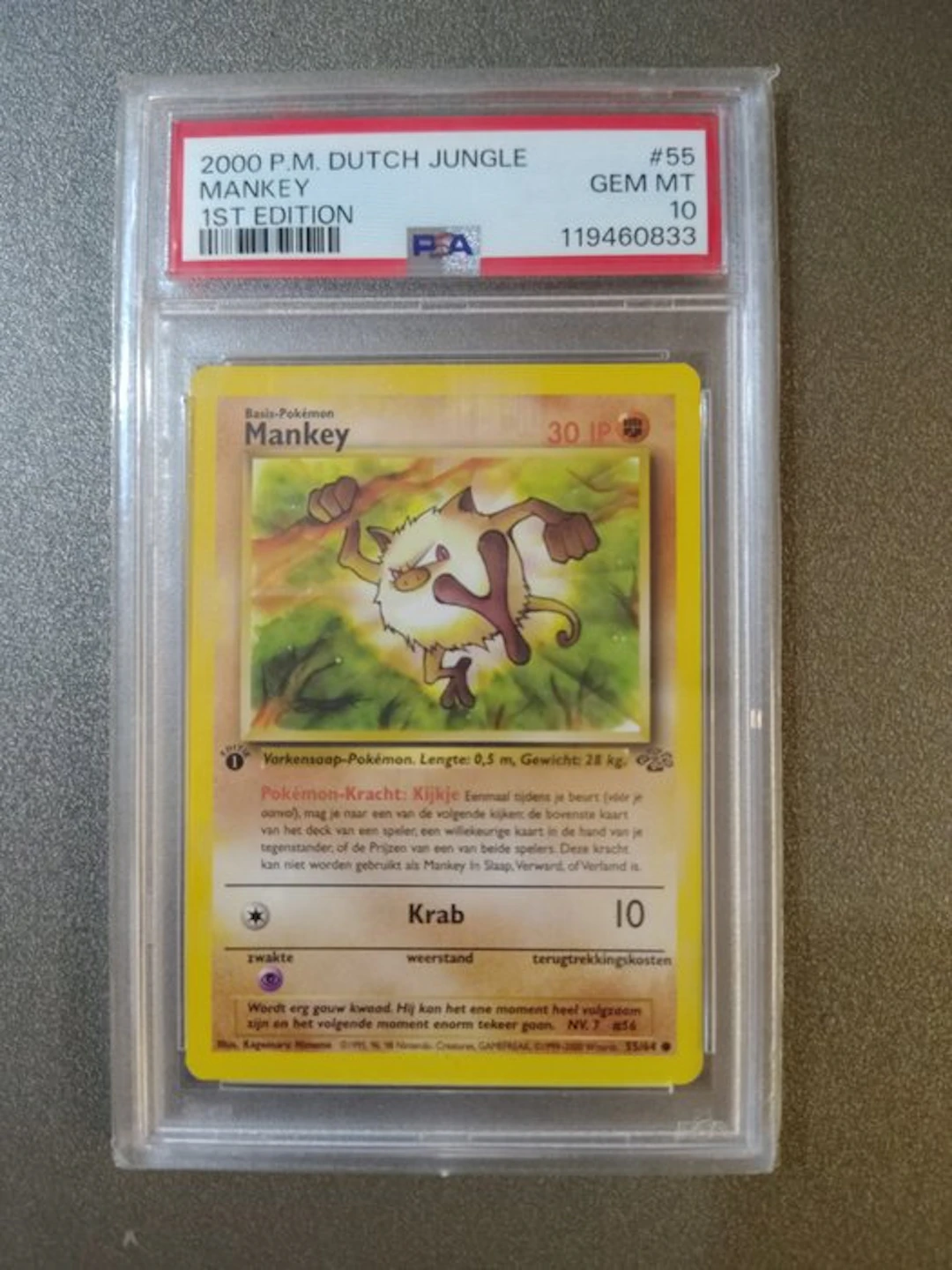 Pokémon - 1 Graded card - Mankey 55/64 First edition...