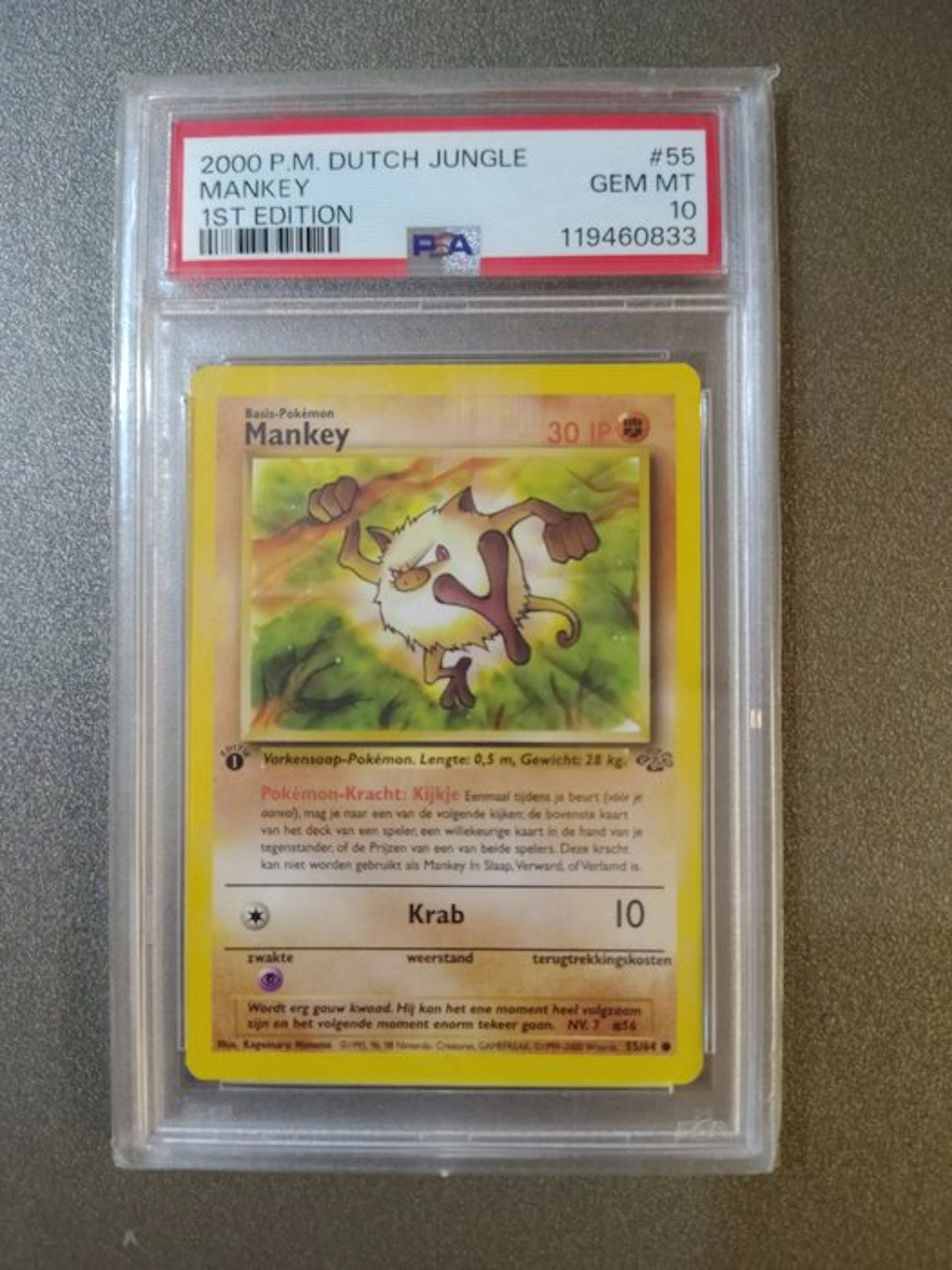 Pokémon - 1 Graded card - Mankey 55/64 First edition...