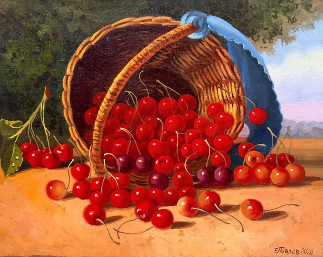 Eugène Pavlov (1958) - Abondance des Cerises dans un Panier
