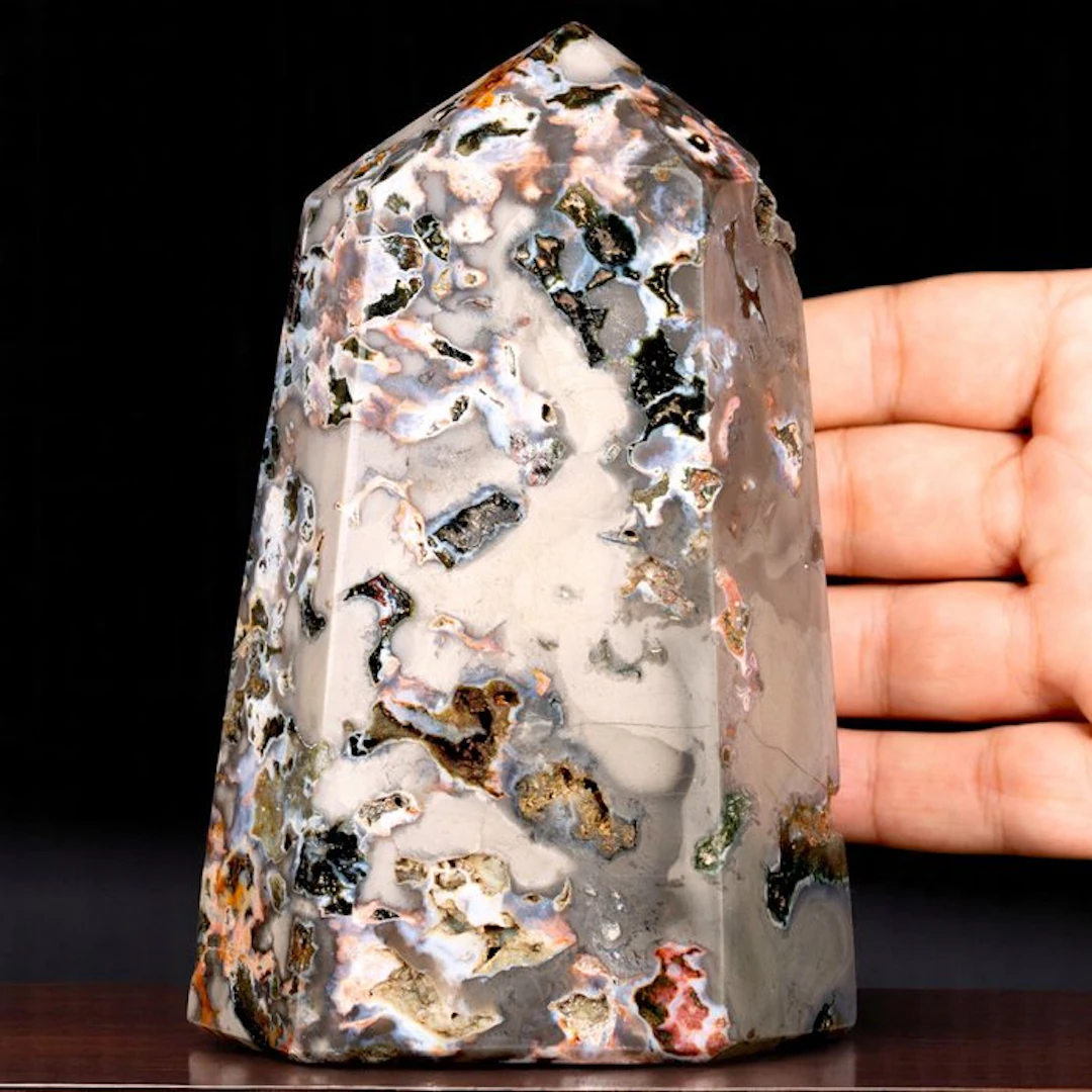 Intricately Patterned Ocean Jasper Point - Rare Polished...