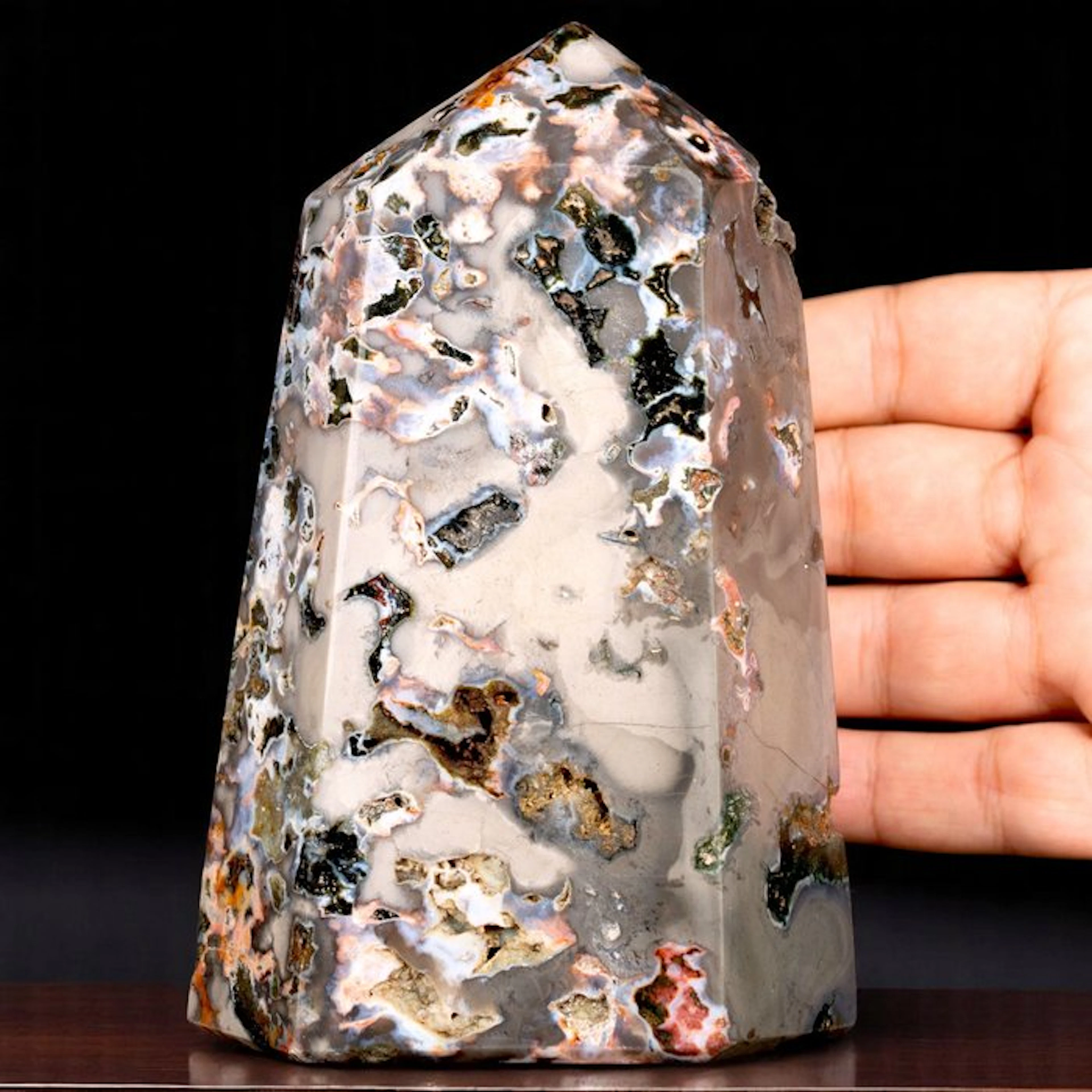 Intricately Patterned Ocean Jasper Point - Rare Polished...