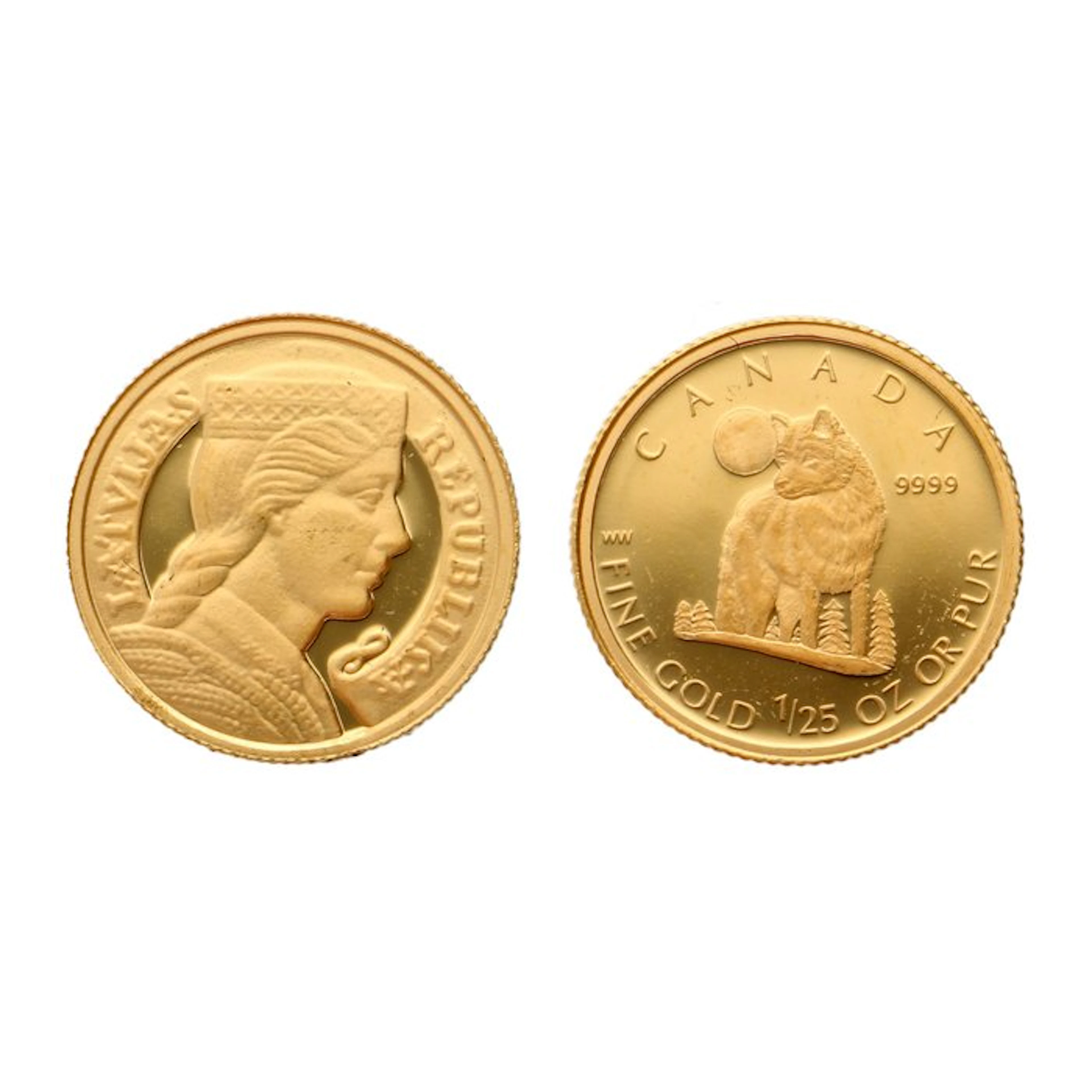 Latvia, Canada. 2003/2007 - "Lats Commemoravite & Wolf" (2 stuks)