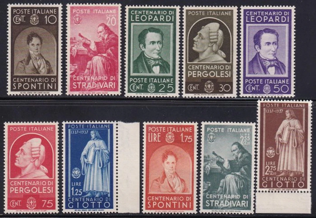 Italy Kingdom 1937 - Illustrious Men Complete Series Sass S.91