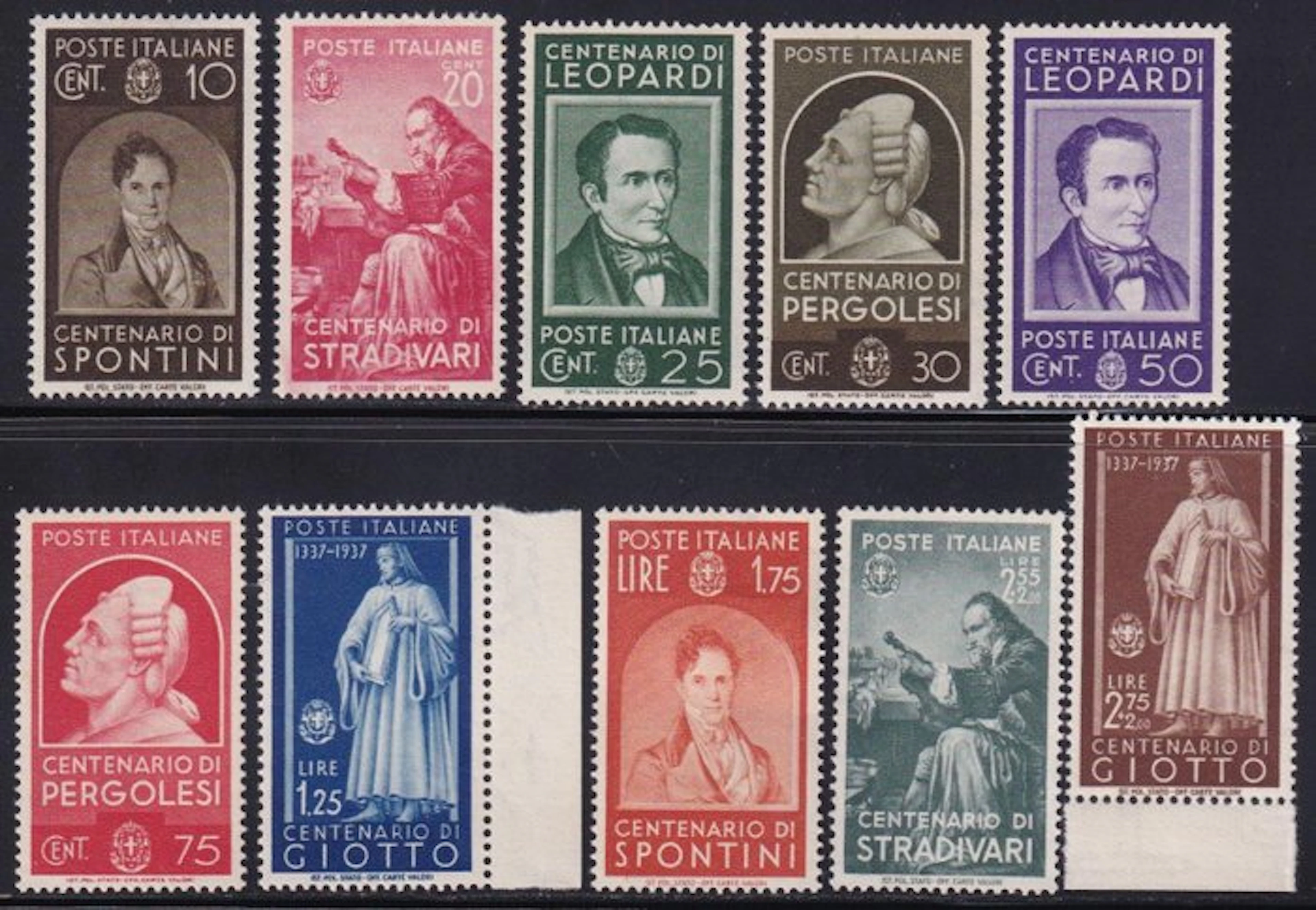 Italy Kingdom 1937 - Illustrious Men Complete Series Sass S.91
