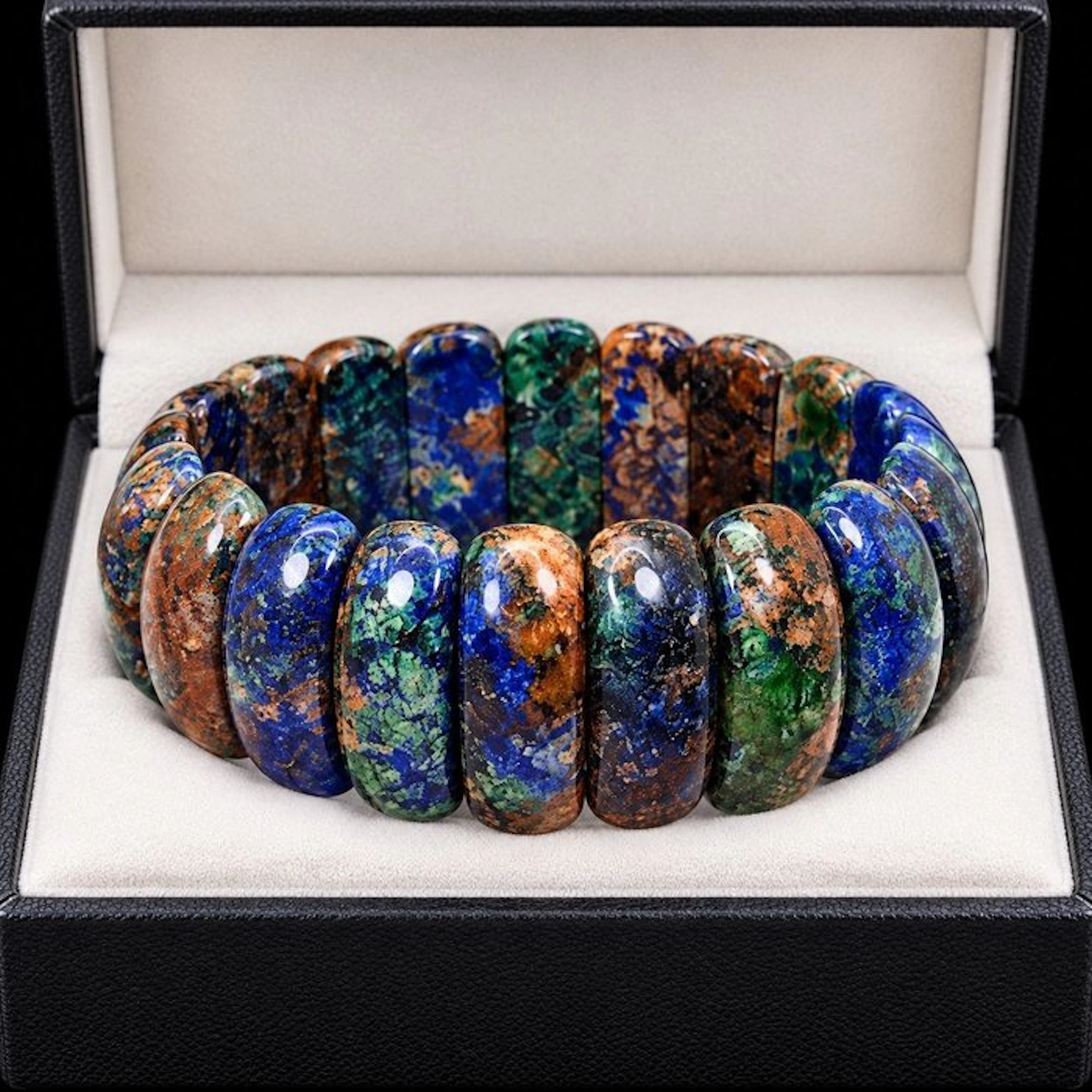 Exquisite natural azurite-malachite bracelet of top...