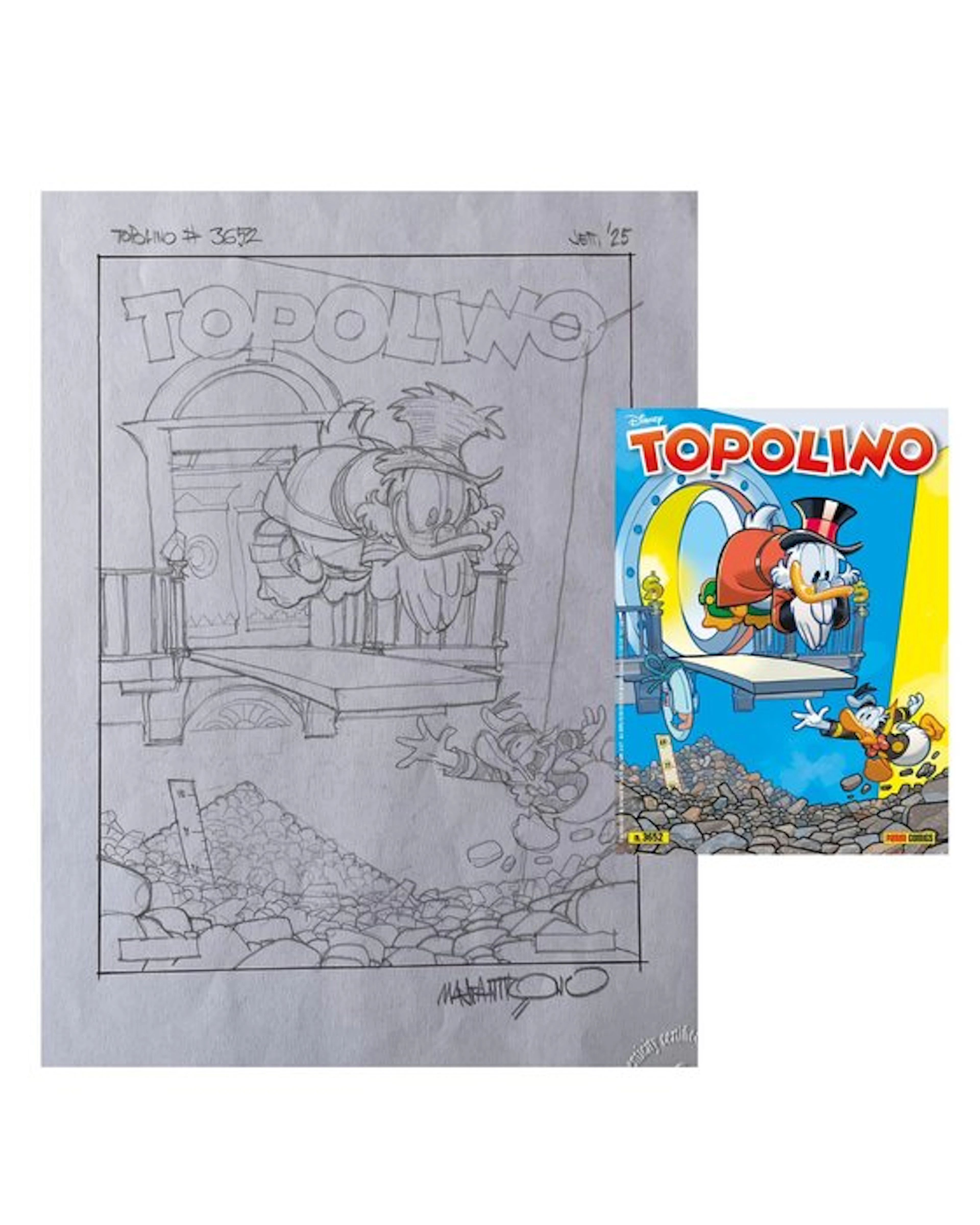 Mastantuono, Corrado - 1 Original preliminary cover - Topolino - 3652