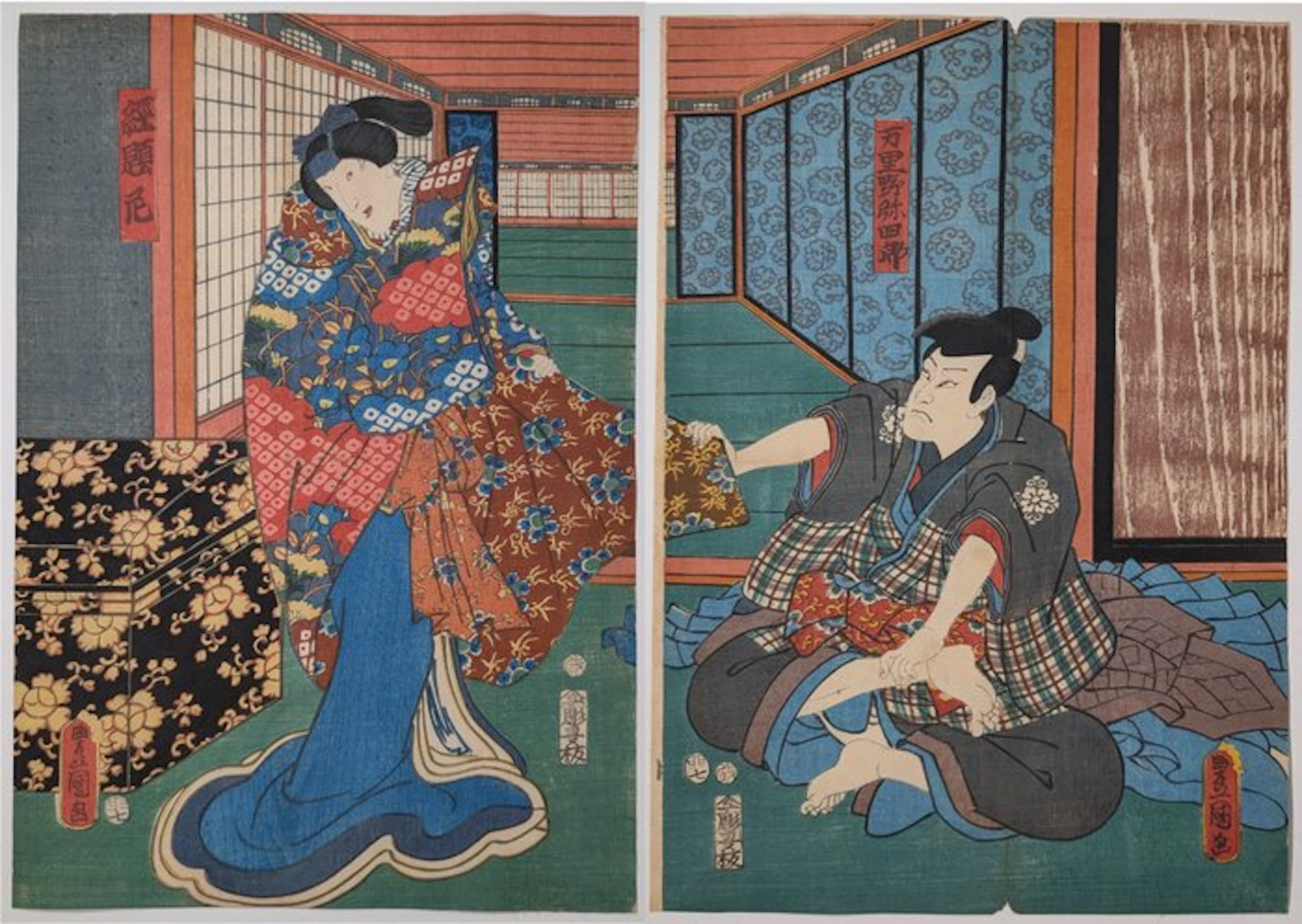 Utagawa Kunisada (Toyokuni III) – Kabuki Interior Scene –...