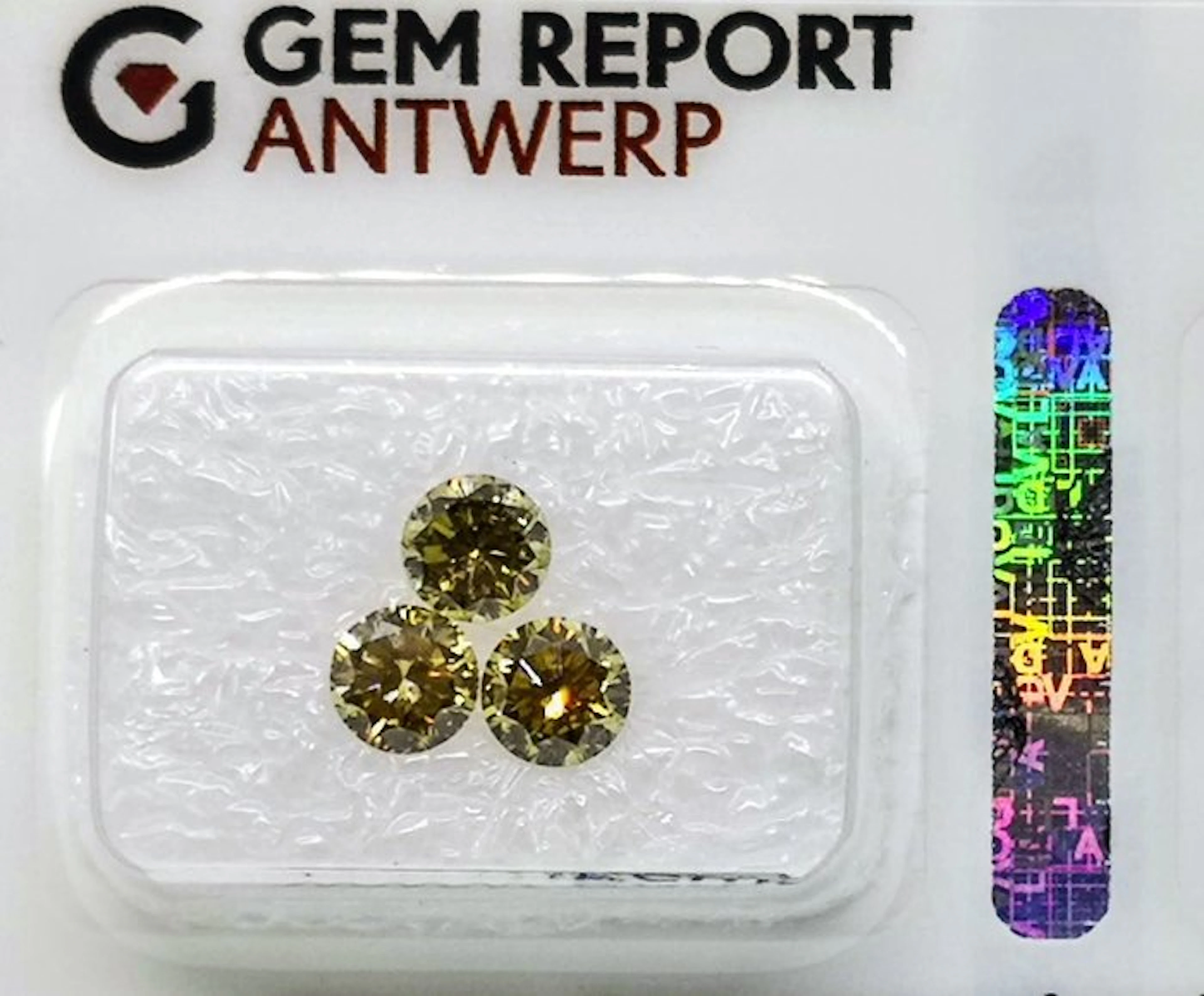 3 pcs Diamond (Natural coloured) - 1.11 ct - Round Mixed yellow - VS1