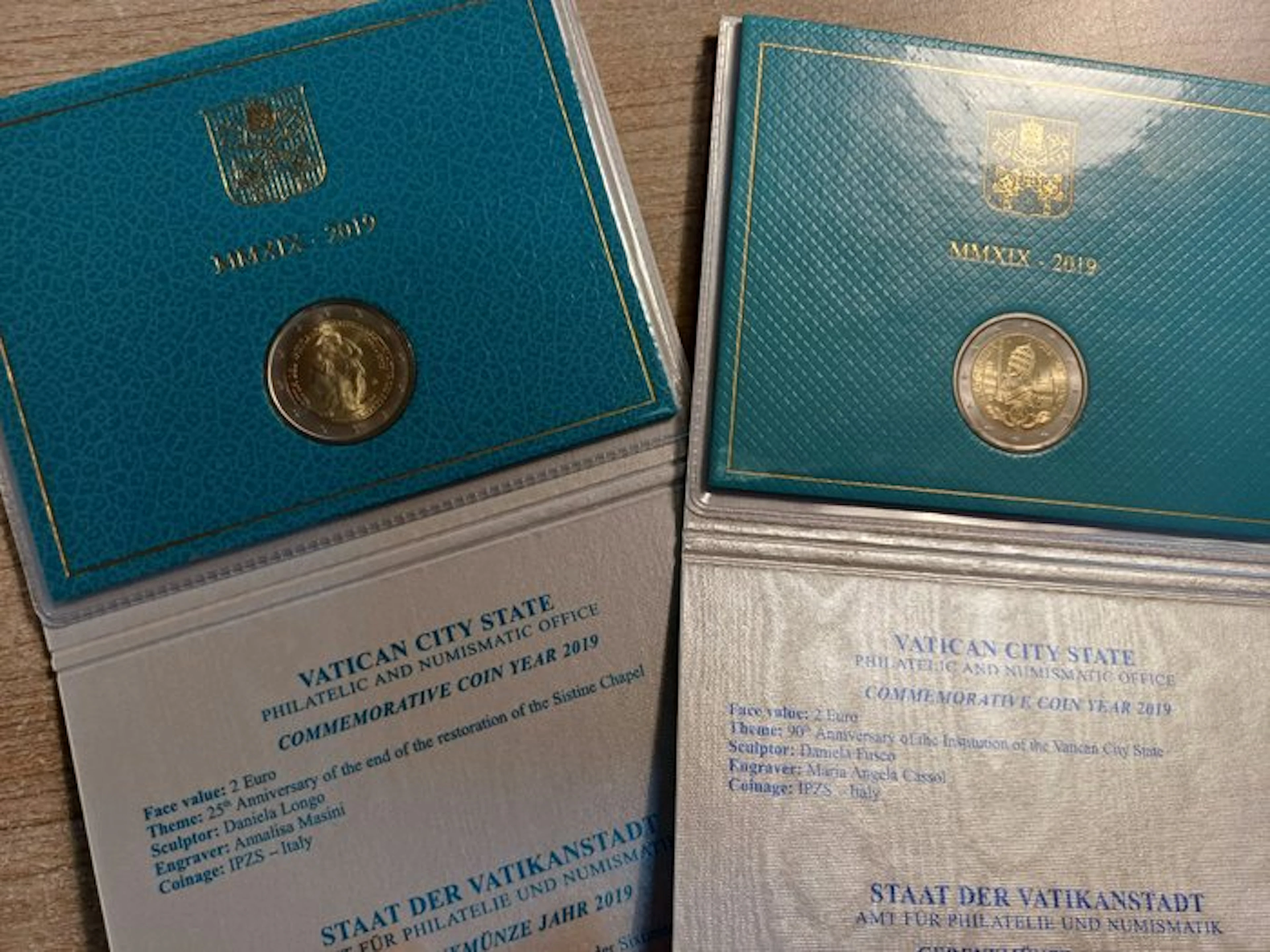 Vatican. 2 Euro 2019 "Città del Vaticano" + "Cappella...