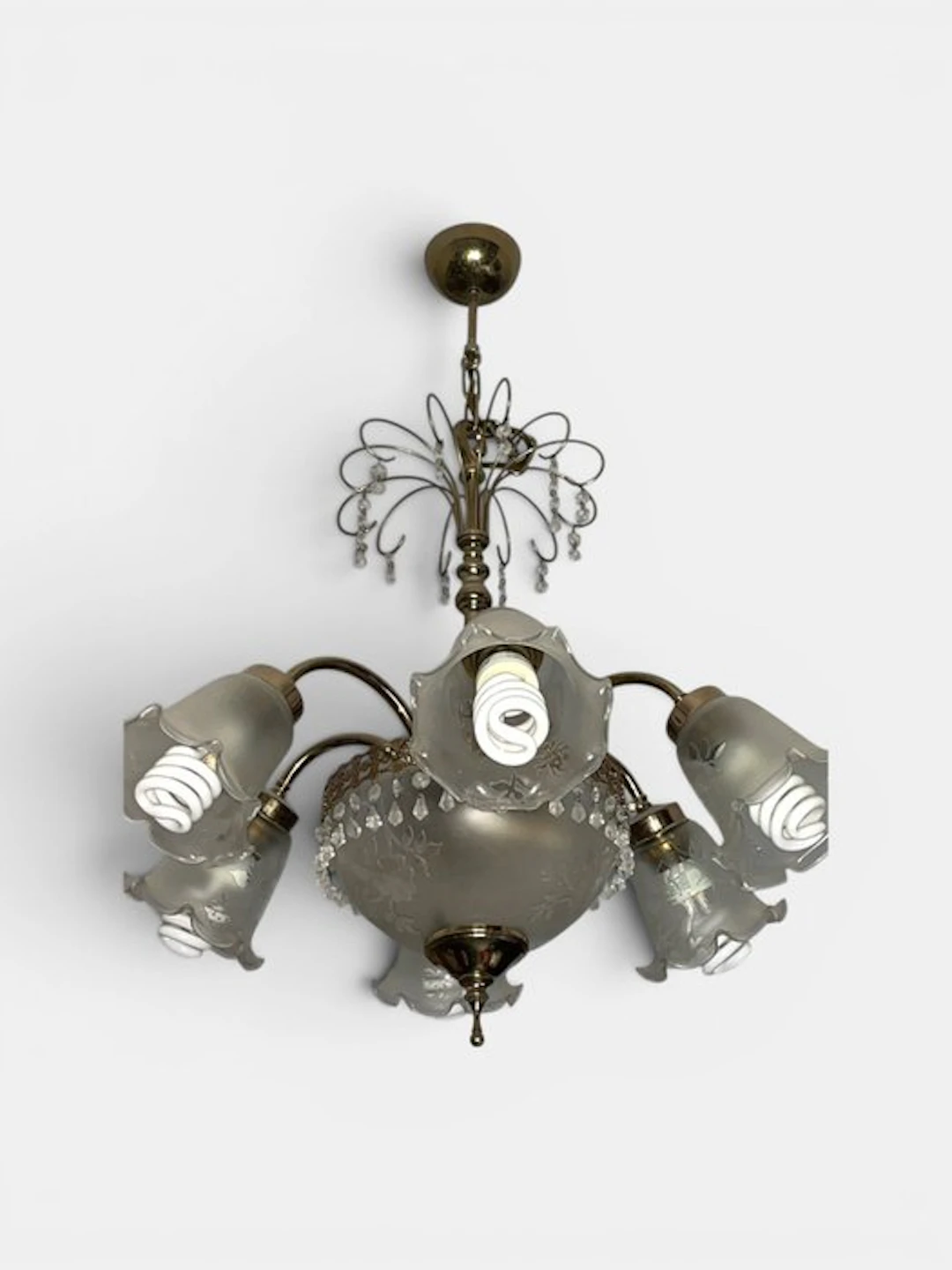 Hanging lamp - Brass, Glass, Crystal