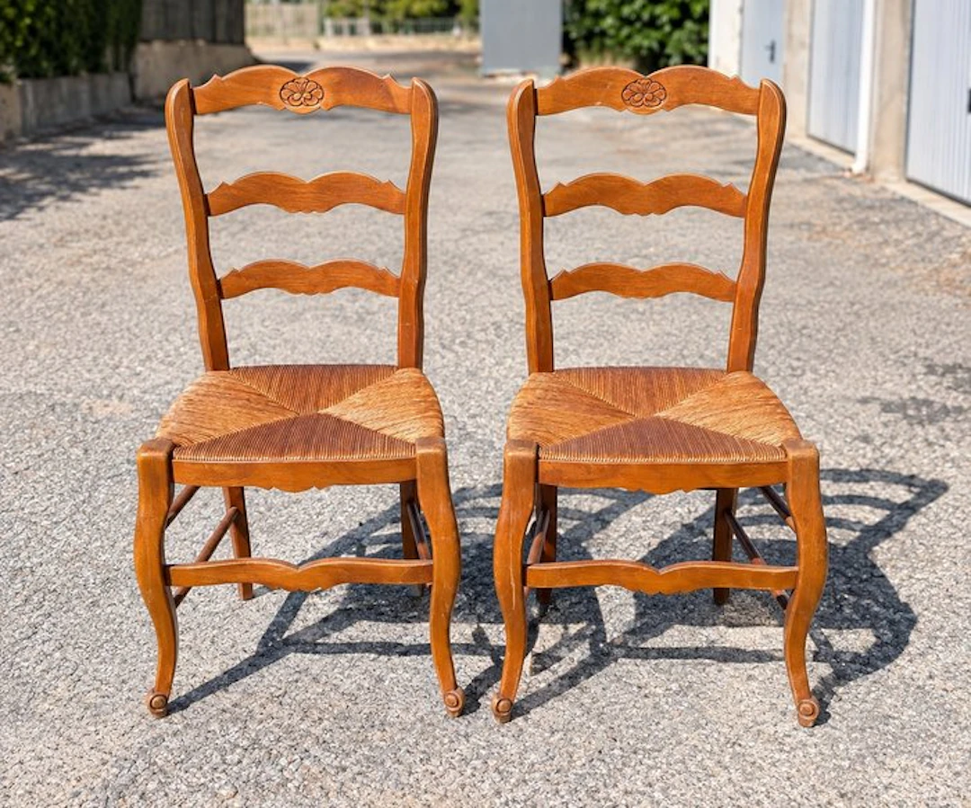 Chair (2) - Beech - Louis XV Straw