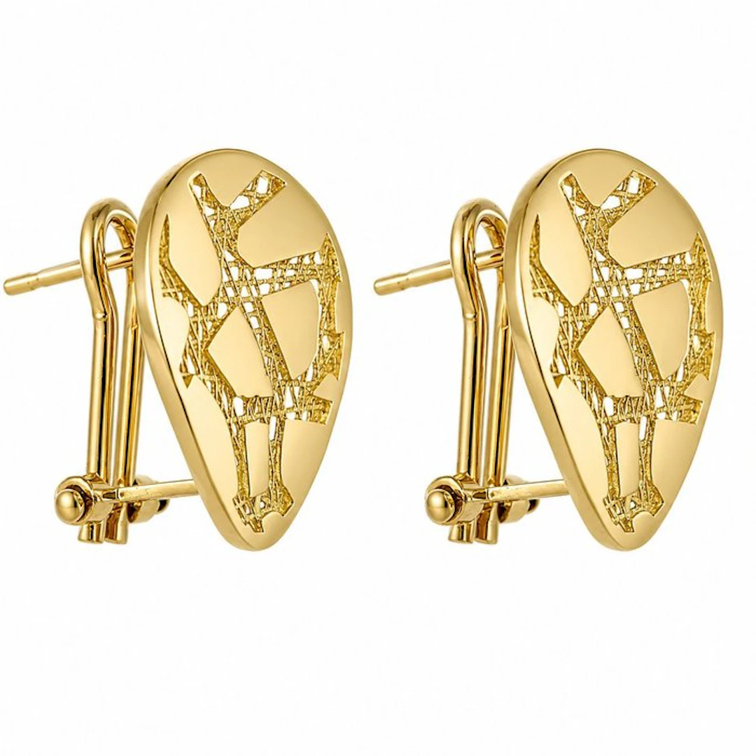Earrings - 18 kt. Yellow gold - Made in Italy - Handmade