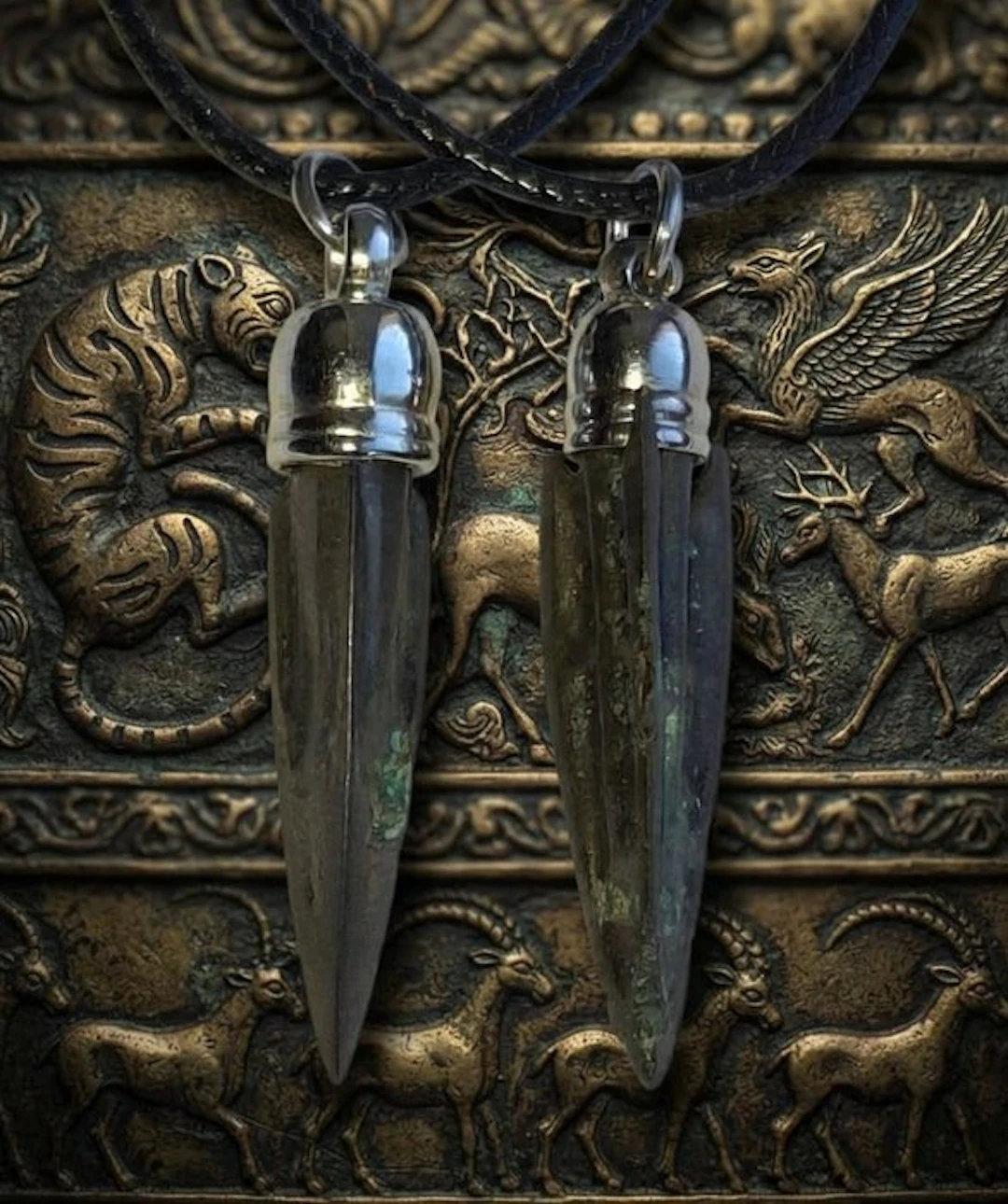 Scythian Bronze Two arrowhead pendants