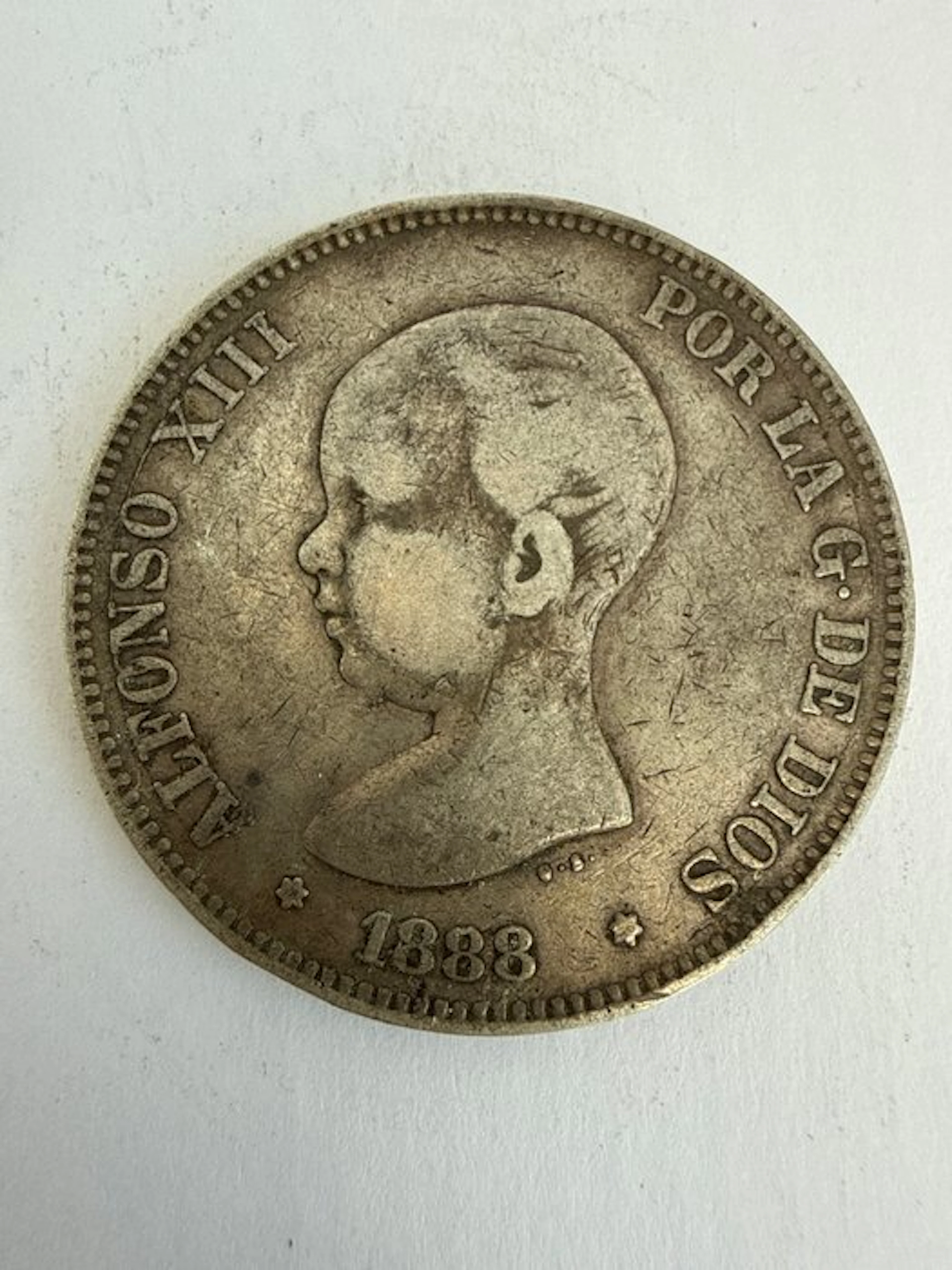 Spain. Alfonso XIII. 5 Pesetas 1888 (No reserve price)