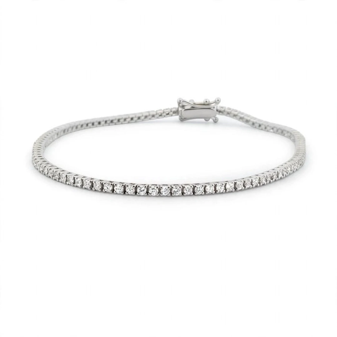 No reserve price - Tennis bracelet - 18 kt. White gold Diamond (Natural)