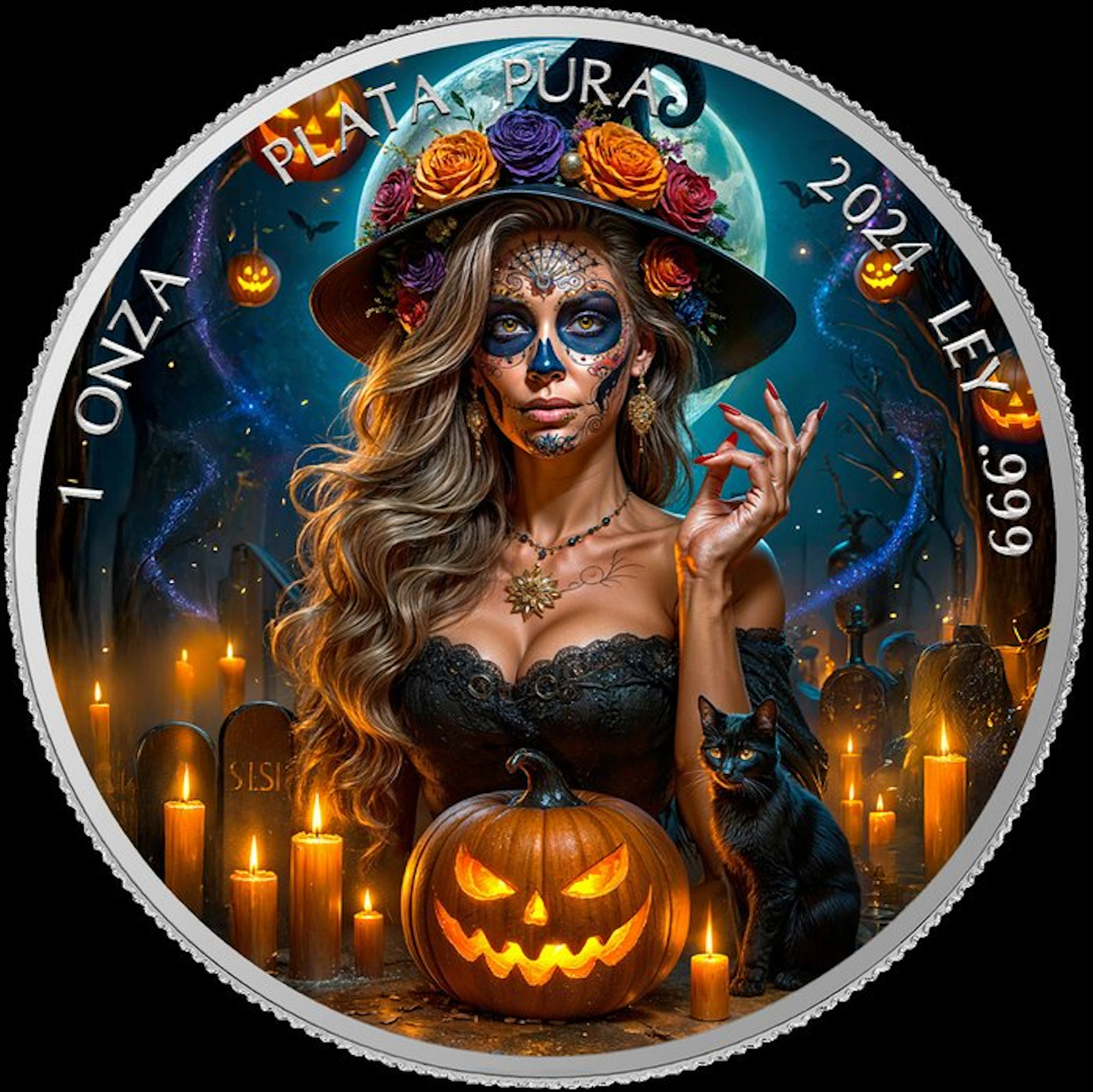 Mexico. 1 Onza 2024 Dia De los Muertos - The Witch , 1 Oz (.999)