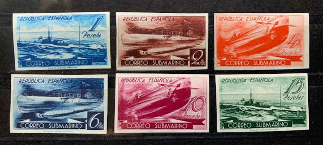 Spain 1938 - Submarine - without denting - Edifil 775s/780s