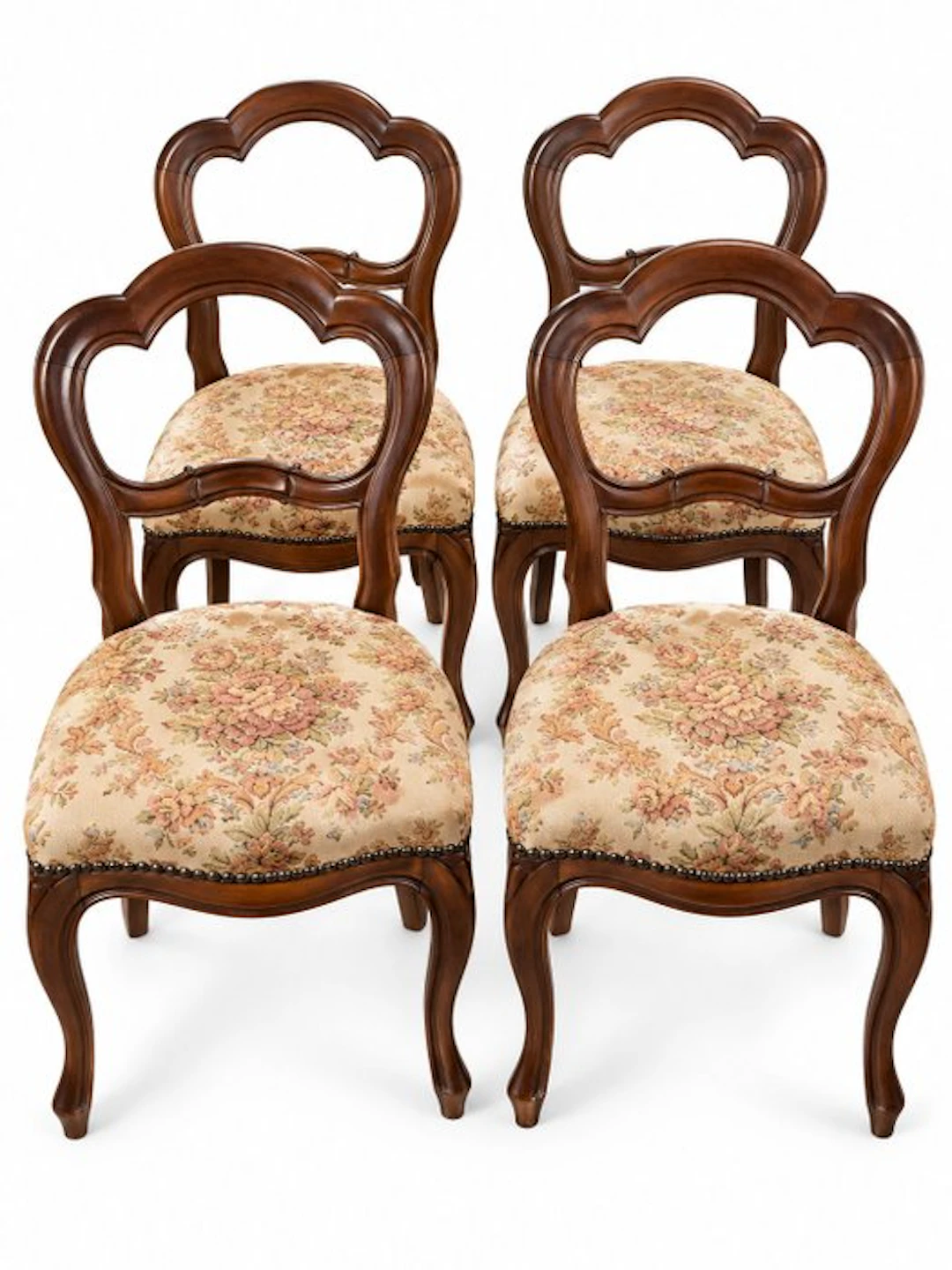Chair (4) - Wood, Textile - Louis-Philippe style chairs