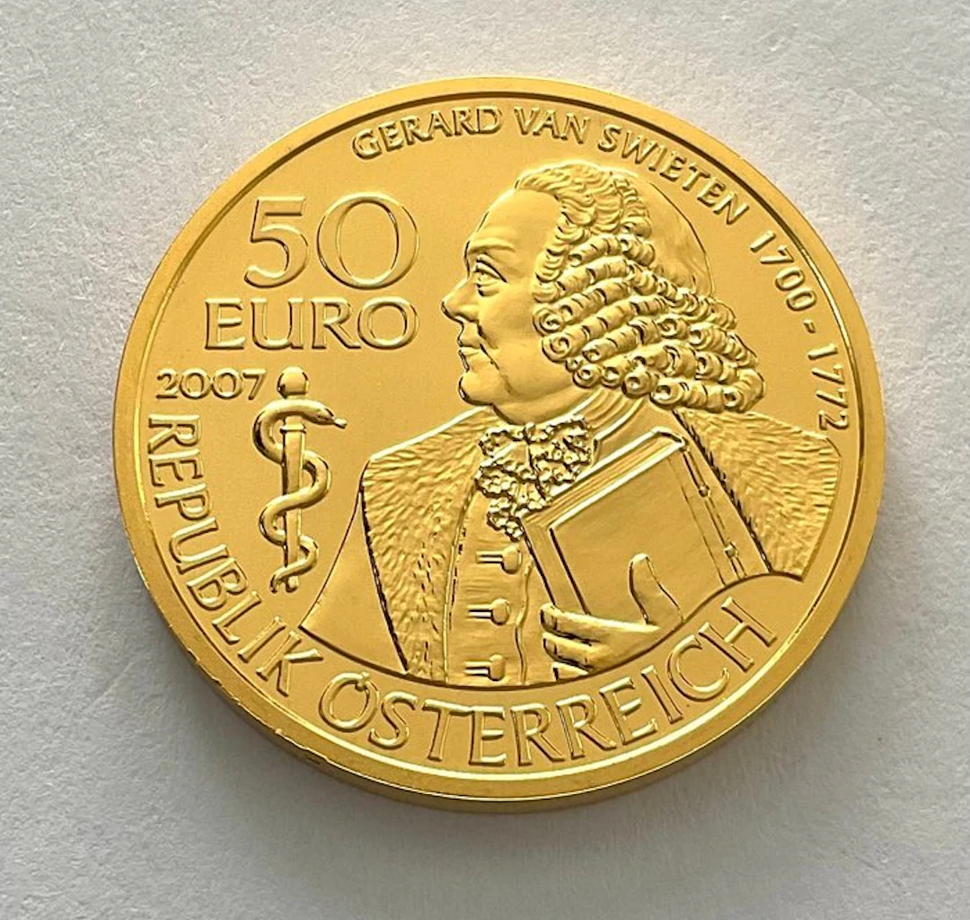 Austria. 50 Euro 2007 "Große Mediziner - Gerard Van Swieten" Proof