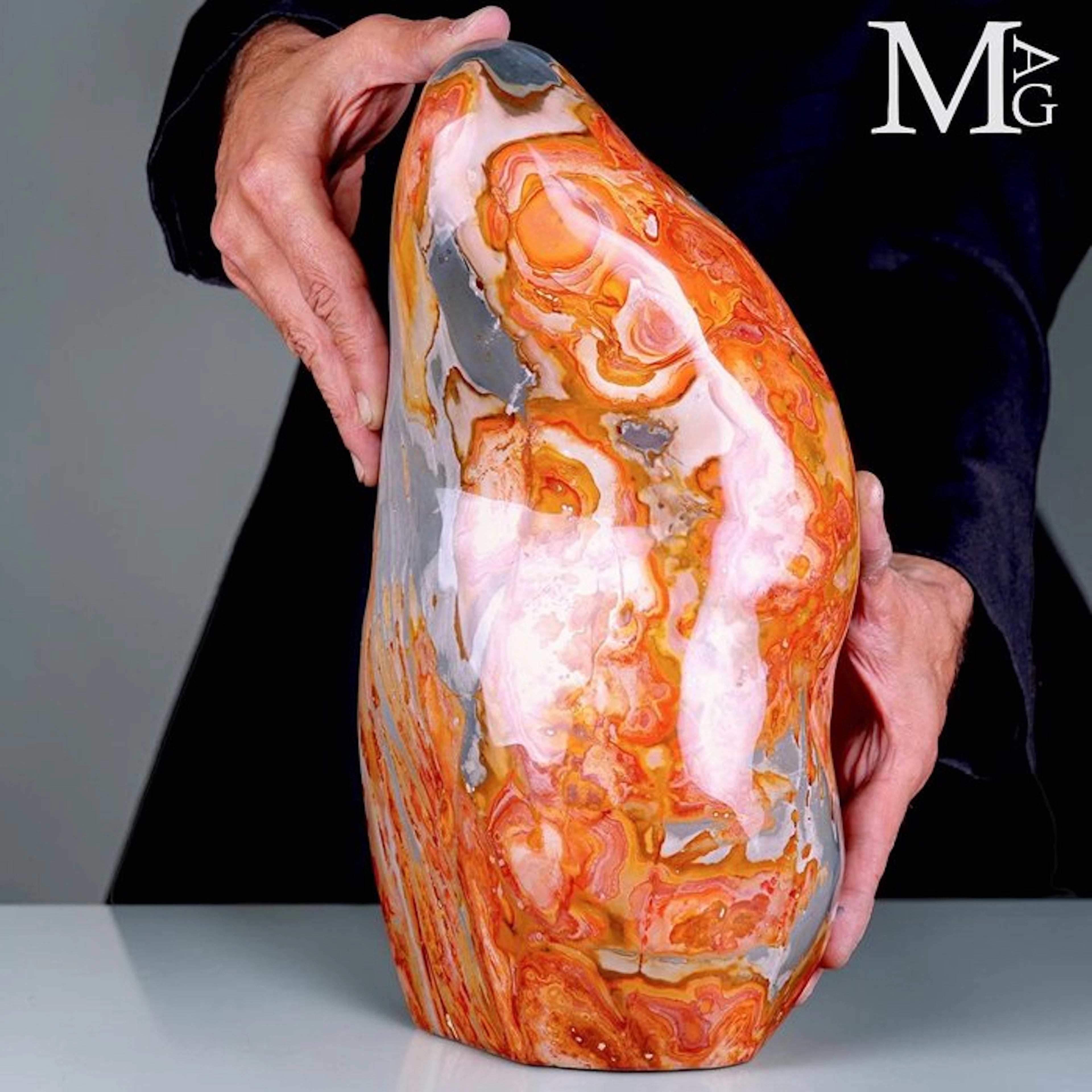 Vibrant Polychrome Jasper with Orange and Cool Grey...