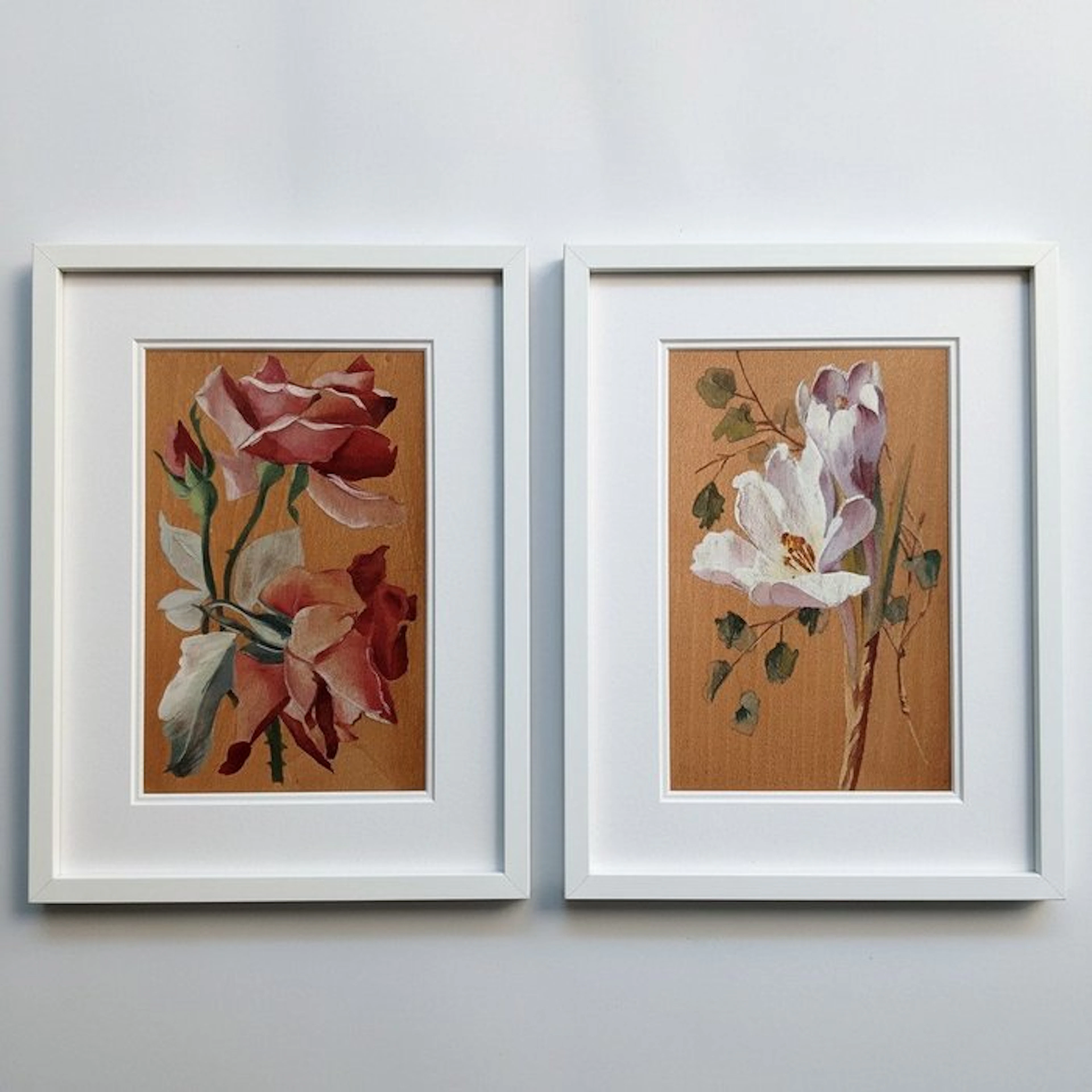 Unknown artist - Due dipinti ad olio - "Fiori" -
