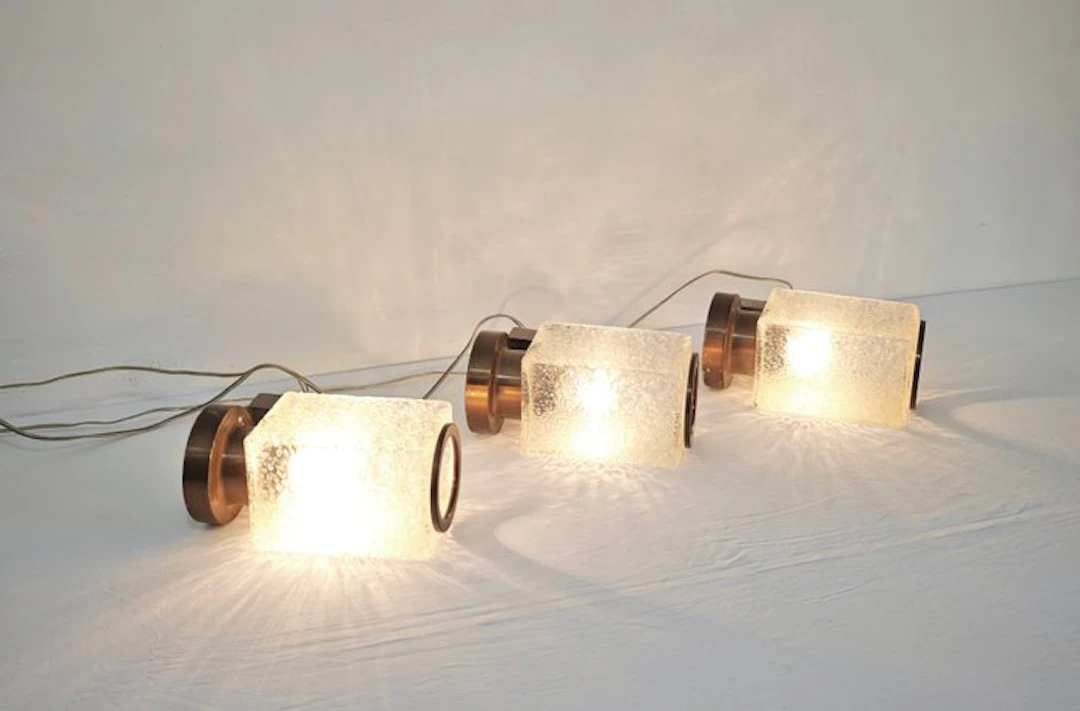 Wall lamp (3) - Murano glass - Set of 3 Italian wall sconces