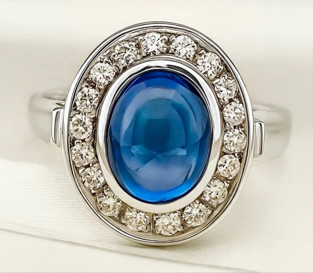 Ring - 18 kt. White gold Sapphire - Diamond