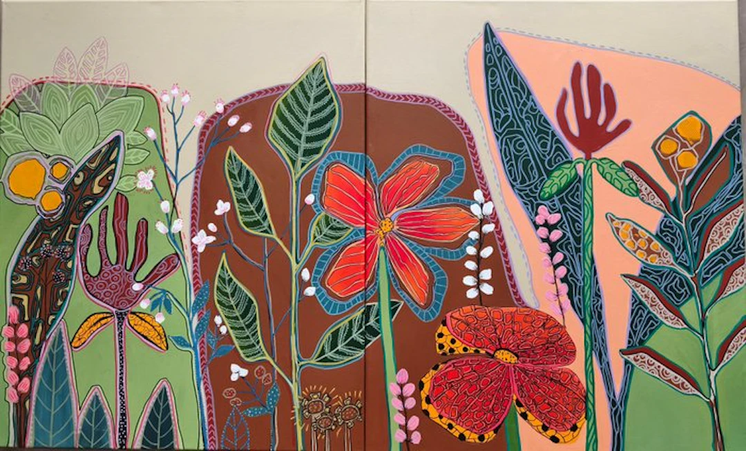 Hajer Aloui - Jardin Graphique (N°5) - Diptyque Botanique (100*61cm)