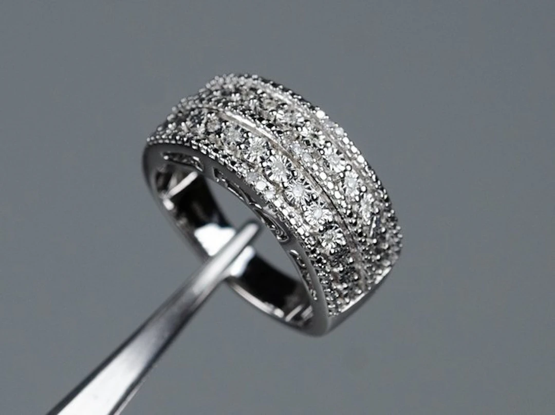 No reserve price - Ring - 925 silver - 0.15 ct natural diamonds