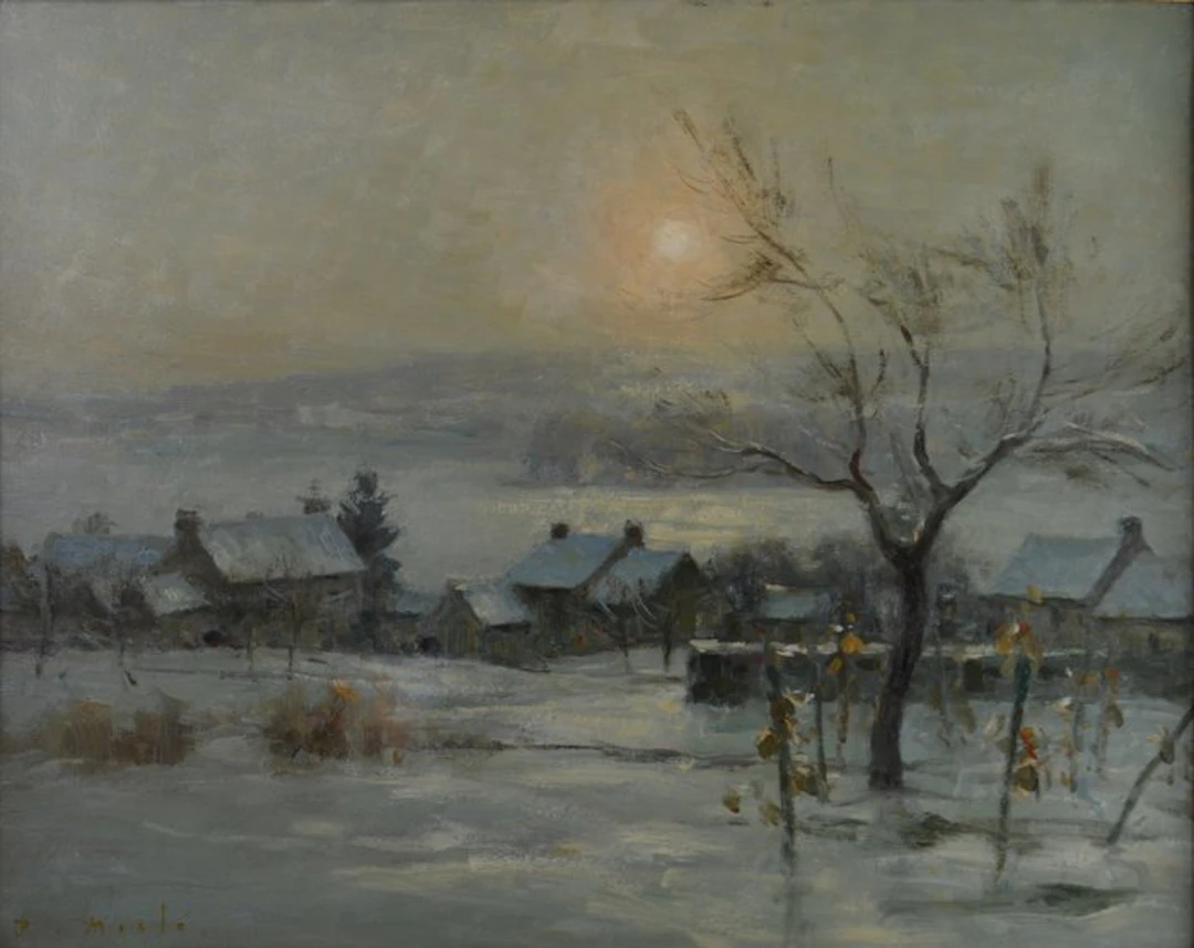 Joseph-Paul Meslé (1855-1927) - Matin d'hiver, neige et brume