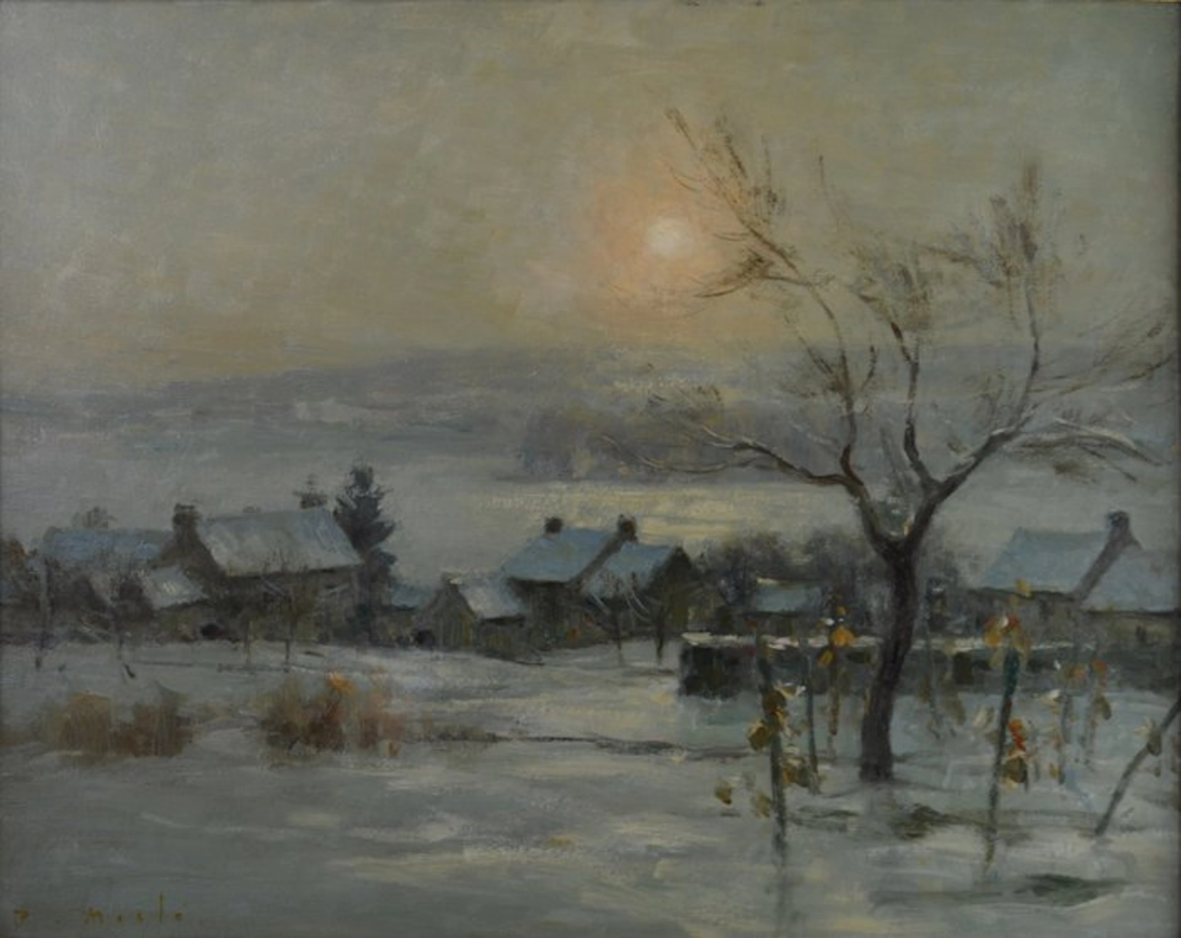 Joseph-Paul Meslé (1855-1927) - Matin d'hiver, neige et brume