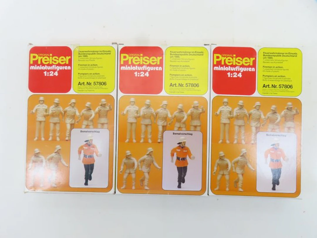 Preiser G - 57806 - Model train figures (3) - 21 unpainted firefighters