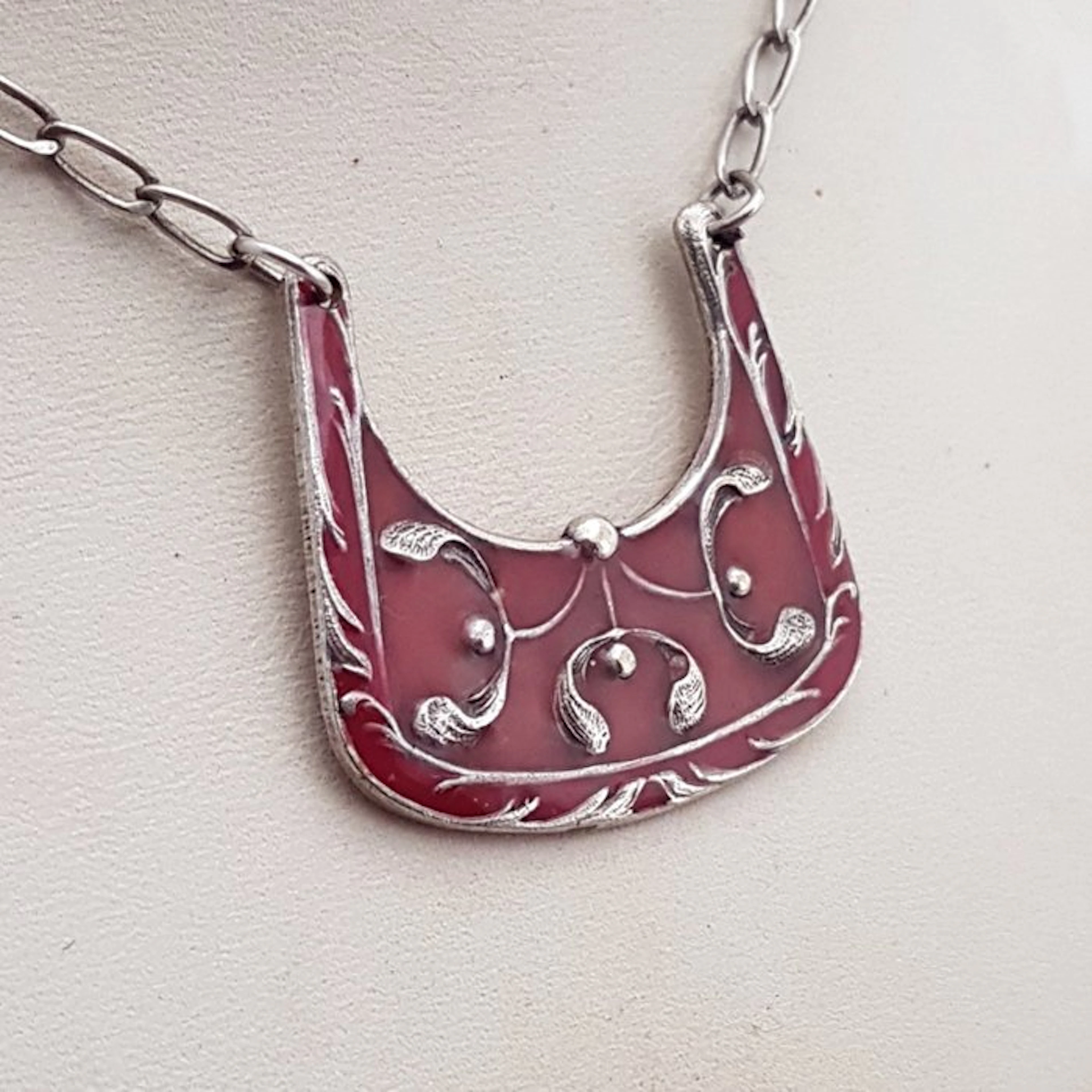 Art Nouveau, Maretakken + enamel. Silver-plated, Metal - Necklace