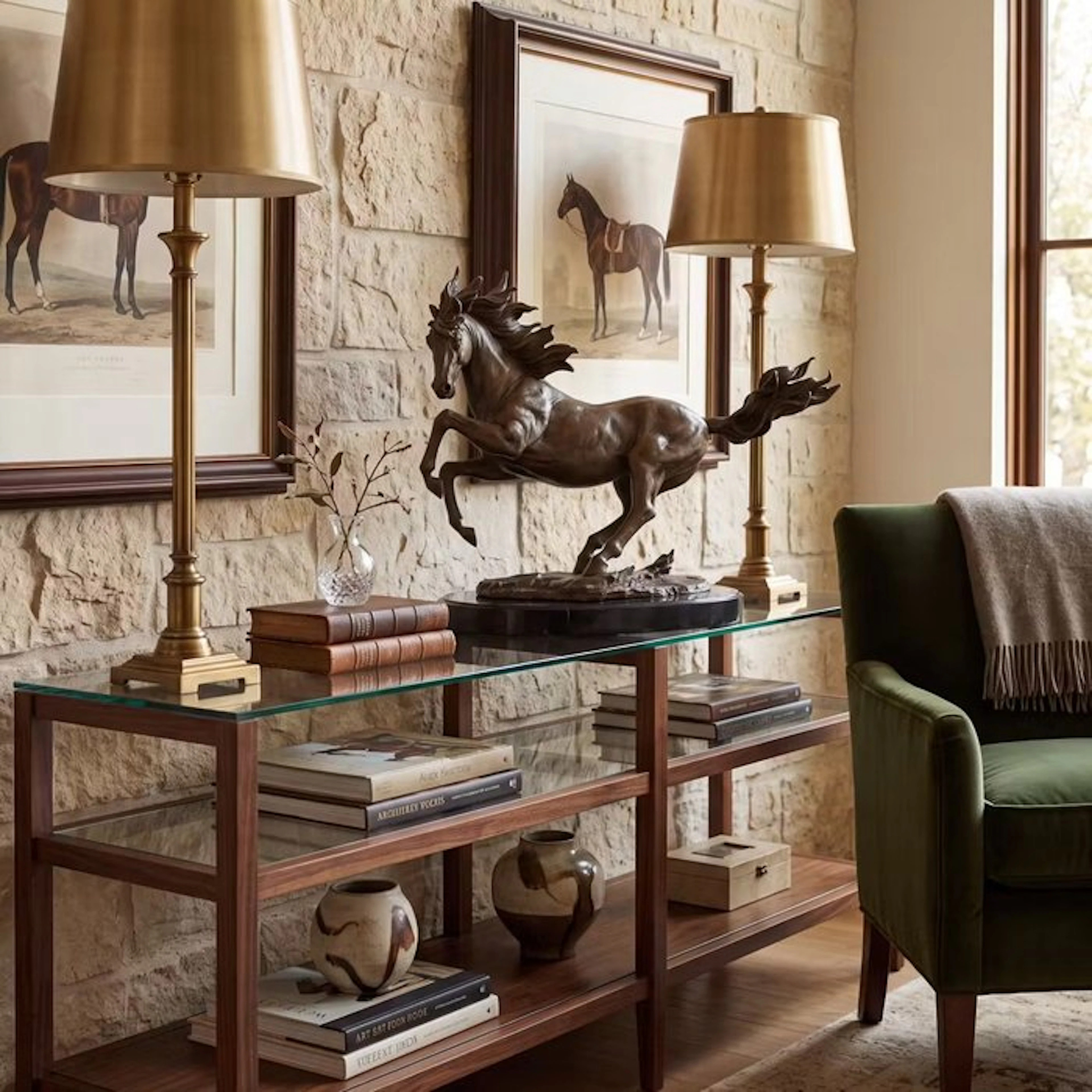 Statue, Exclusief bronzen sculptuur van een paard 38.5 cm...