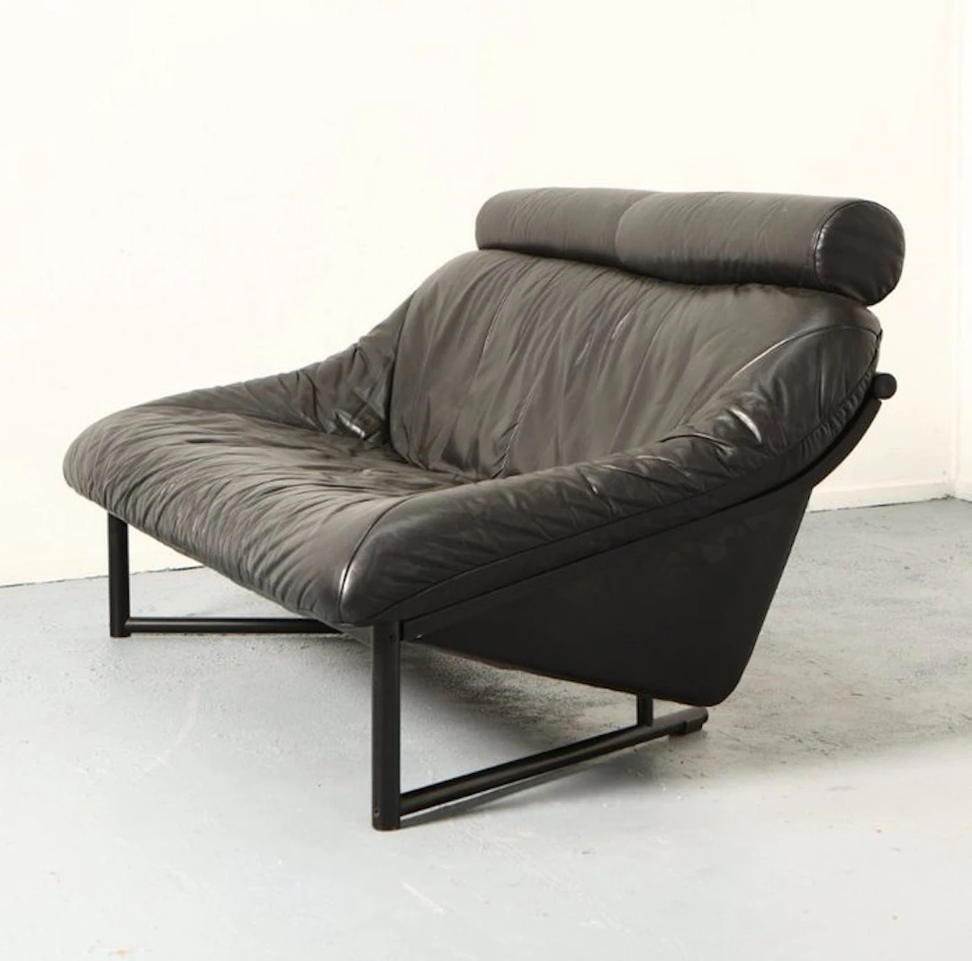 Sofa - Leather, Metal - Vintage Designbank 1980s
