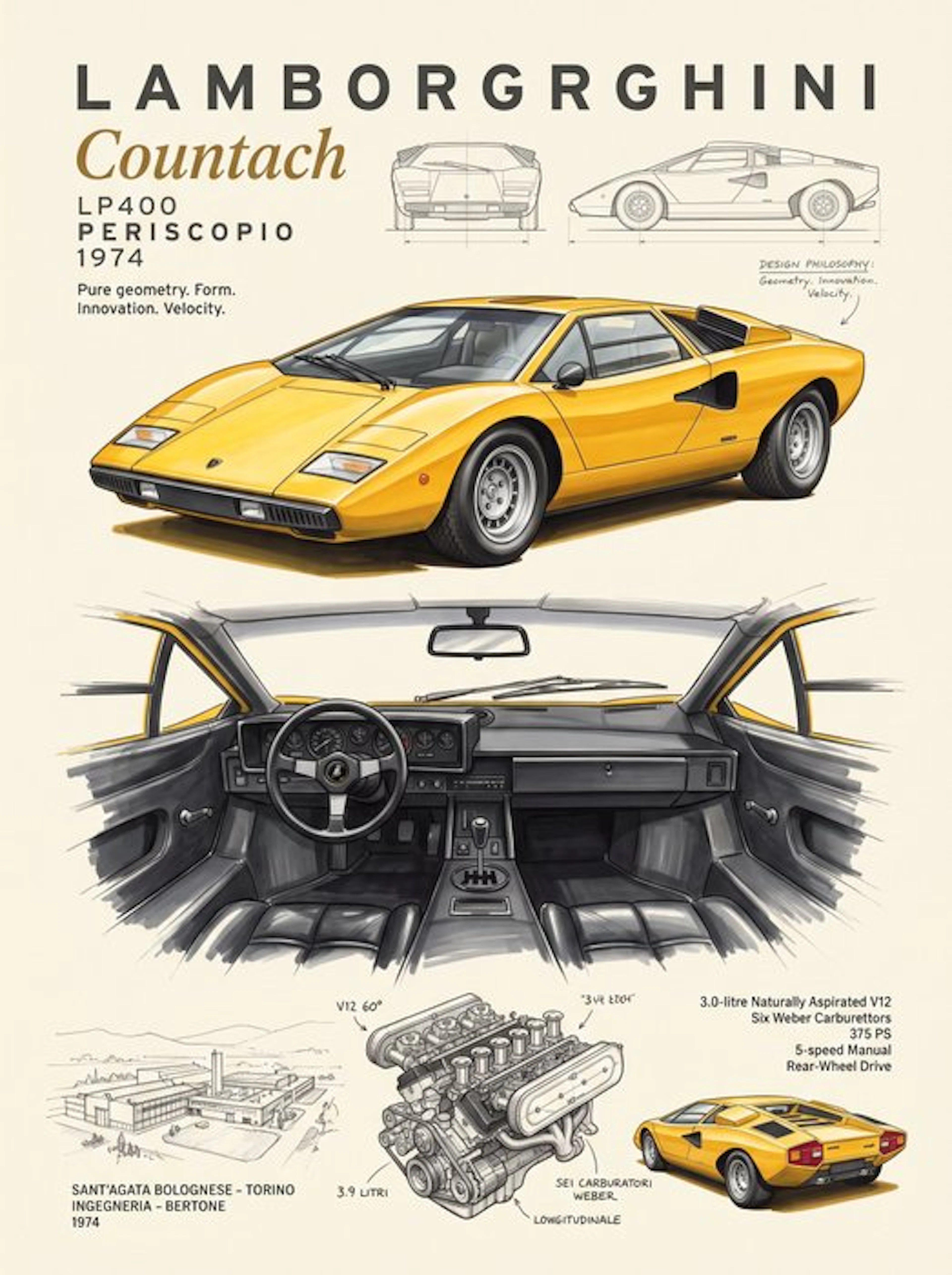 Shmidt.Art - Lamborghini - Lamborghini Countach LP400 Periscopio 1974 - 1970s