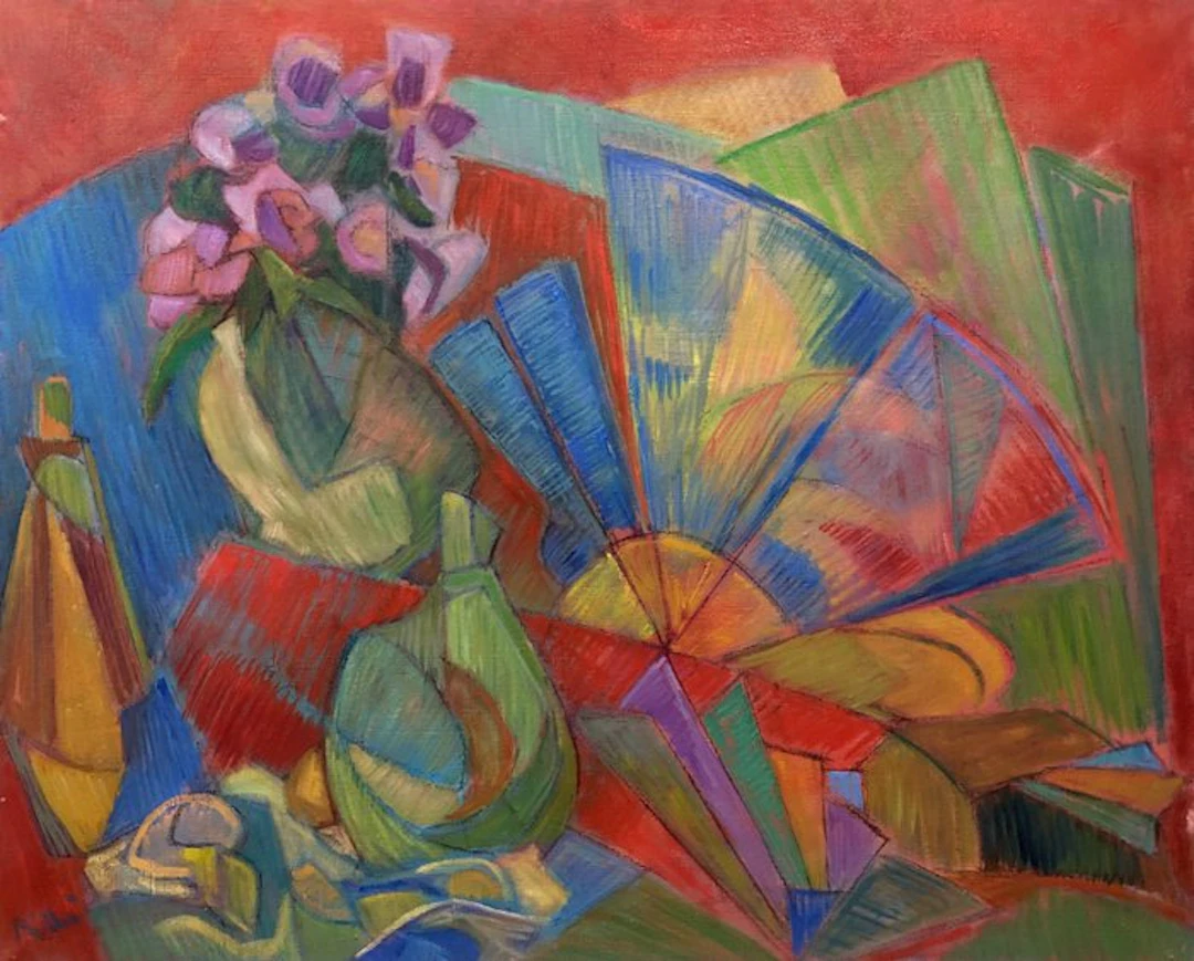 École Postcubiste (1960s) - Nature Morte avec Éventail